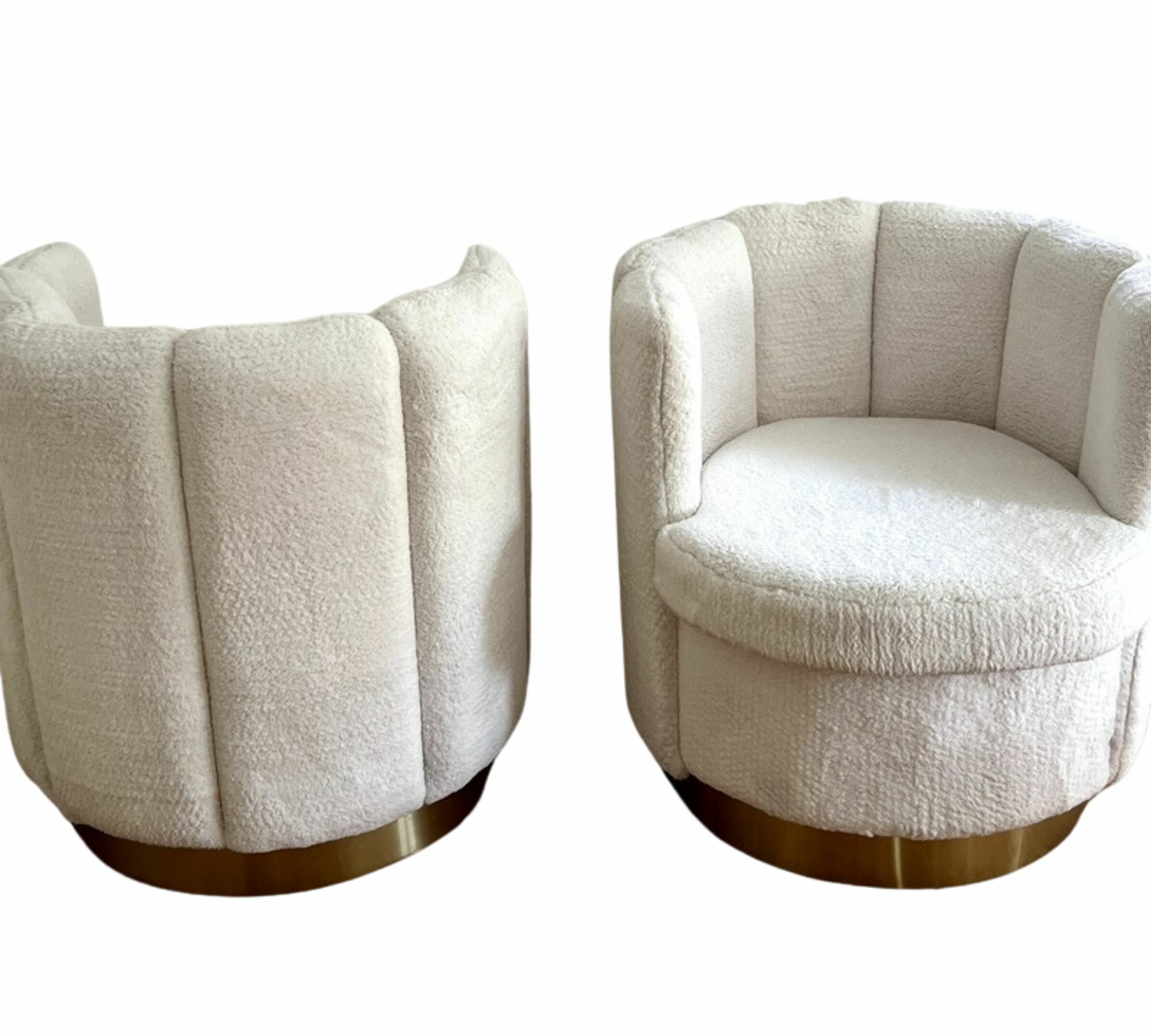 2x Armchair Fabric Metal Cream 2