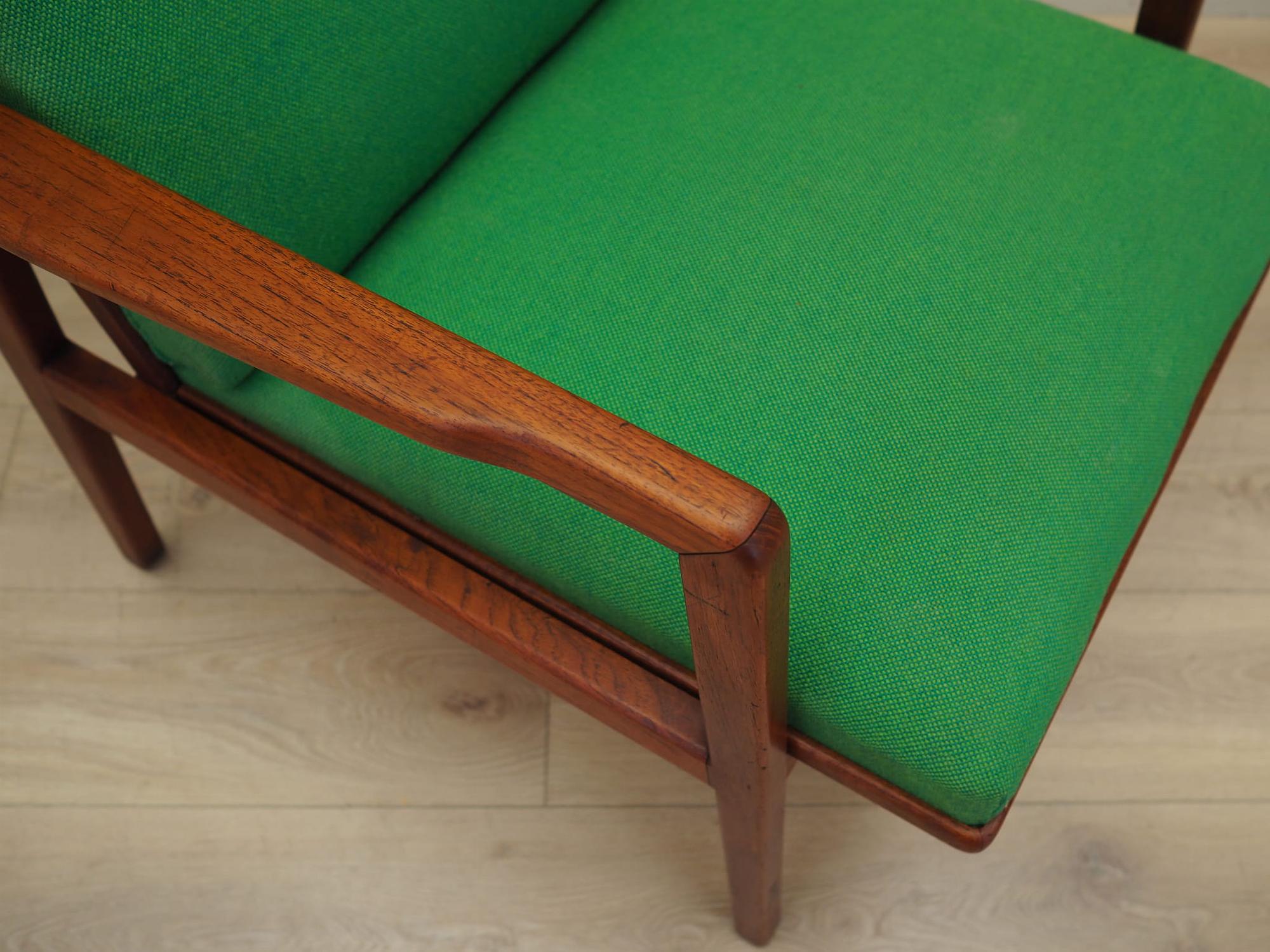 Armchair Teak wood Textile Green 1970s 10