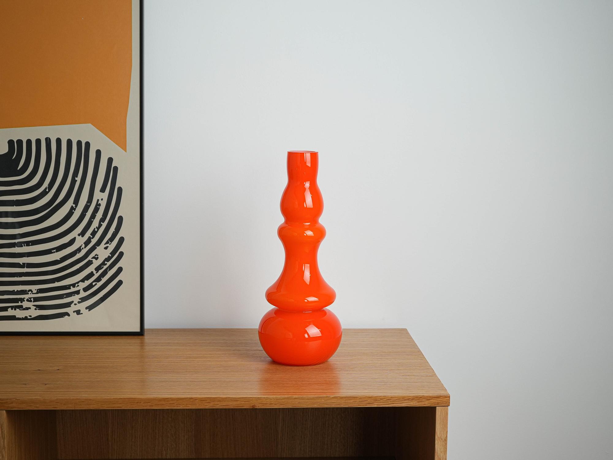 Ora Glass Vase 1960s Orange 6