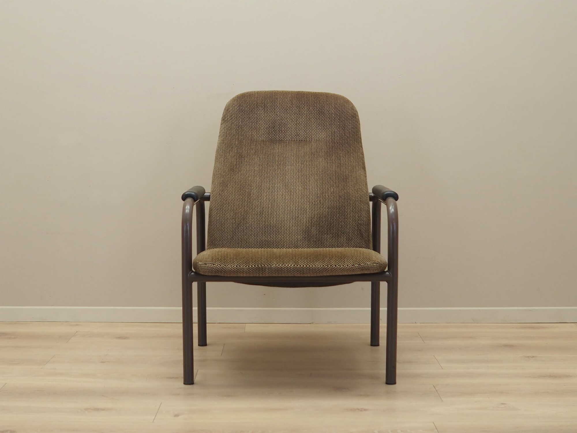 Vintage Sessel Textil Metall Braun 1960er Jahre 2