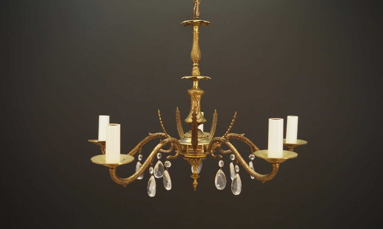 Vintage Chandelier Brass Gold 1960s 1