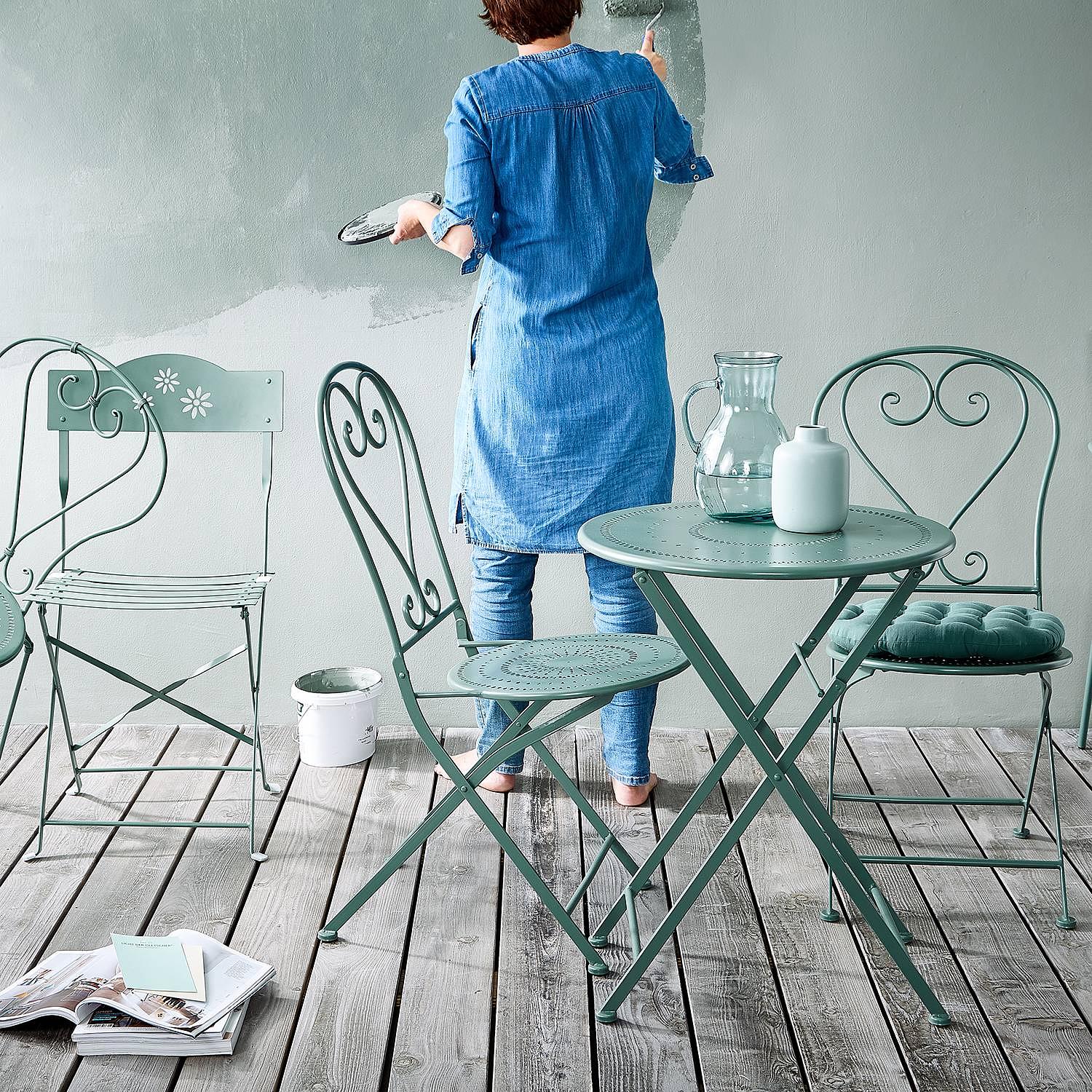 BOVERY Garden Dining Set 3-Piece Iron Green 3