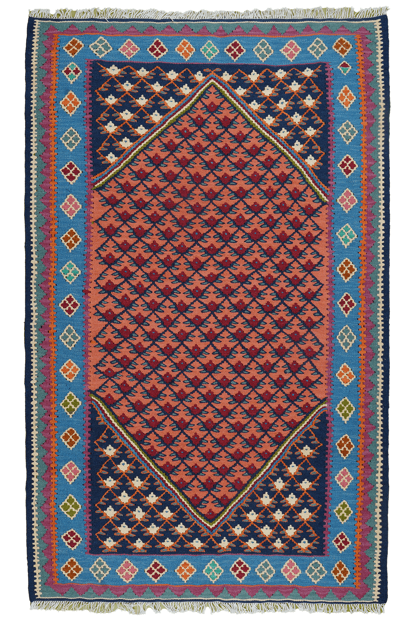 Kilim Senneh Teppich Mehrfarbig 0