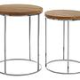 Agra Set aus 2 Mangoholz Beistelltischen mit runder Platte
 0