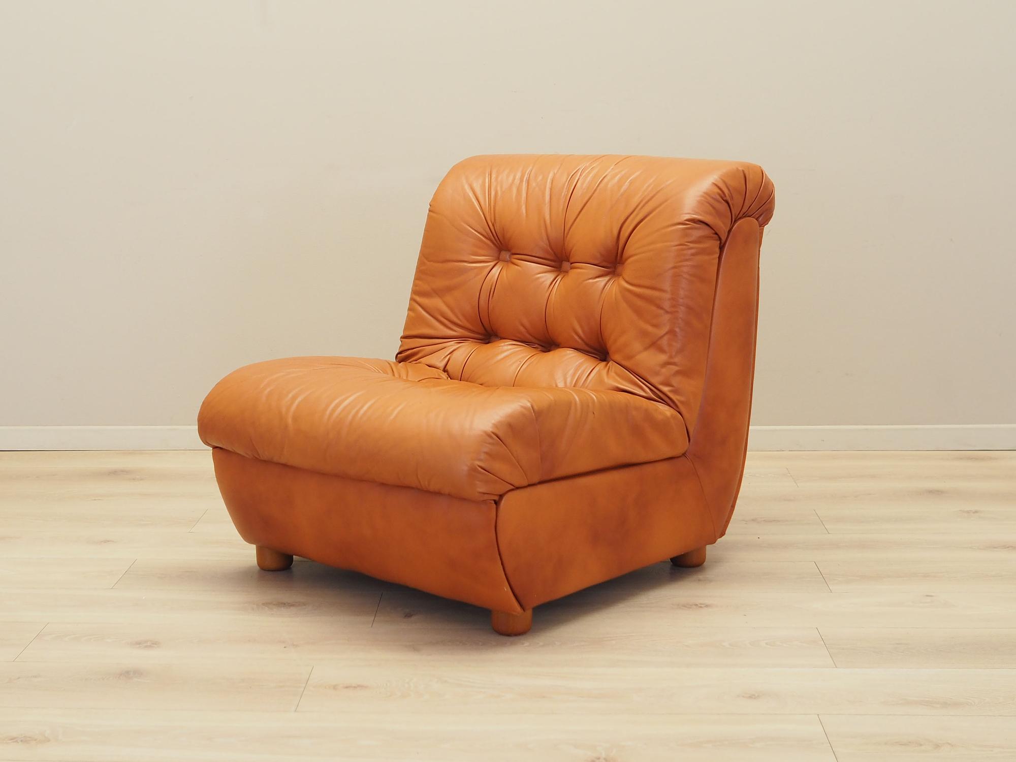 Sessel Leder Braun 1970er Jahre 1