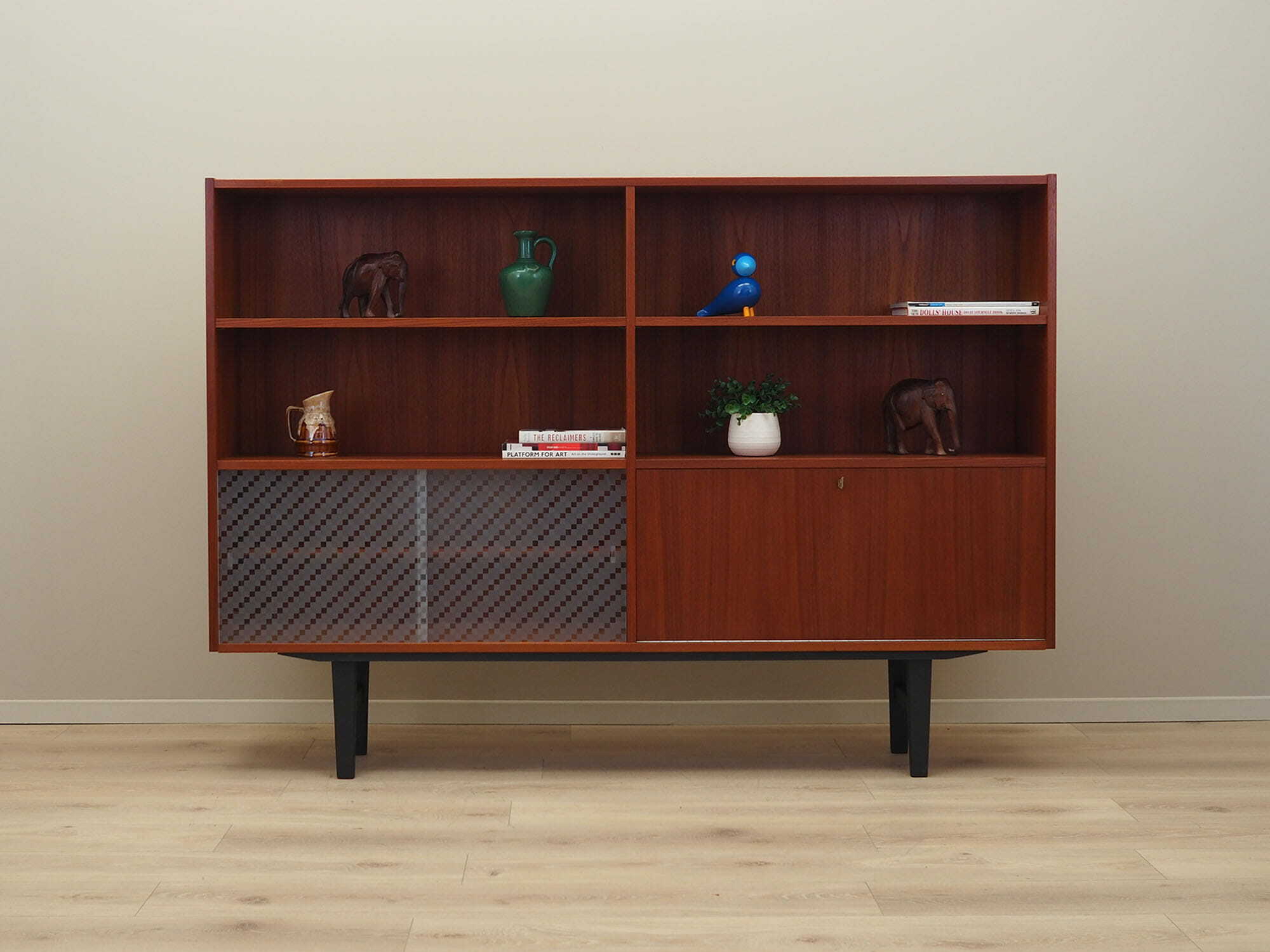 Vintage Bücherregal Teakholz Braun 1970er Jahre 2