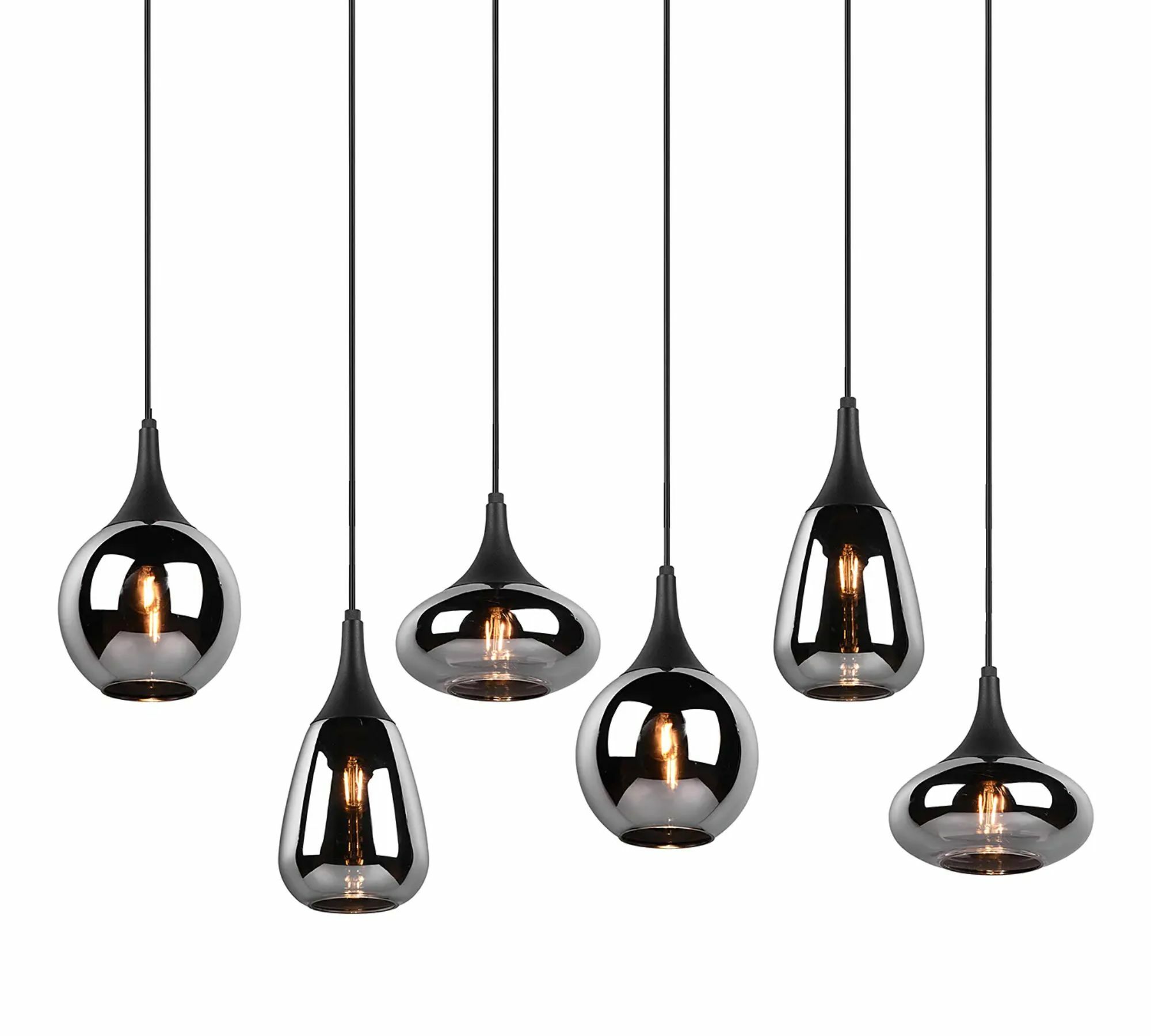 Pendelleuchte 6-flammig Rauchglas Stahl 1