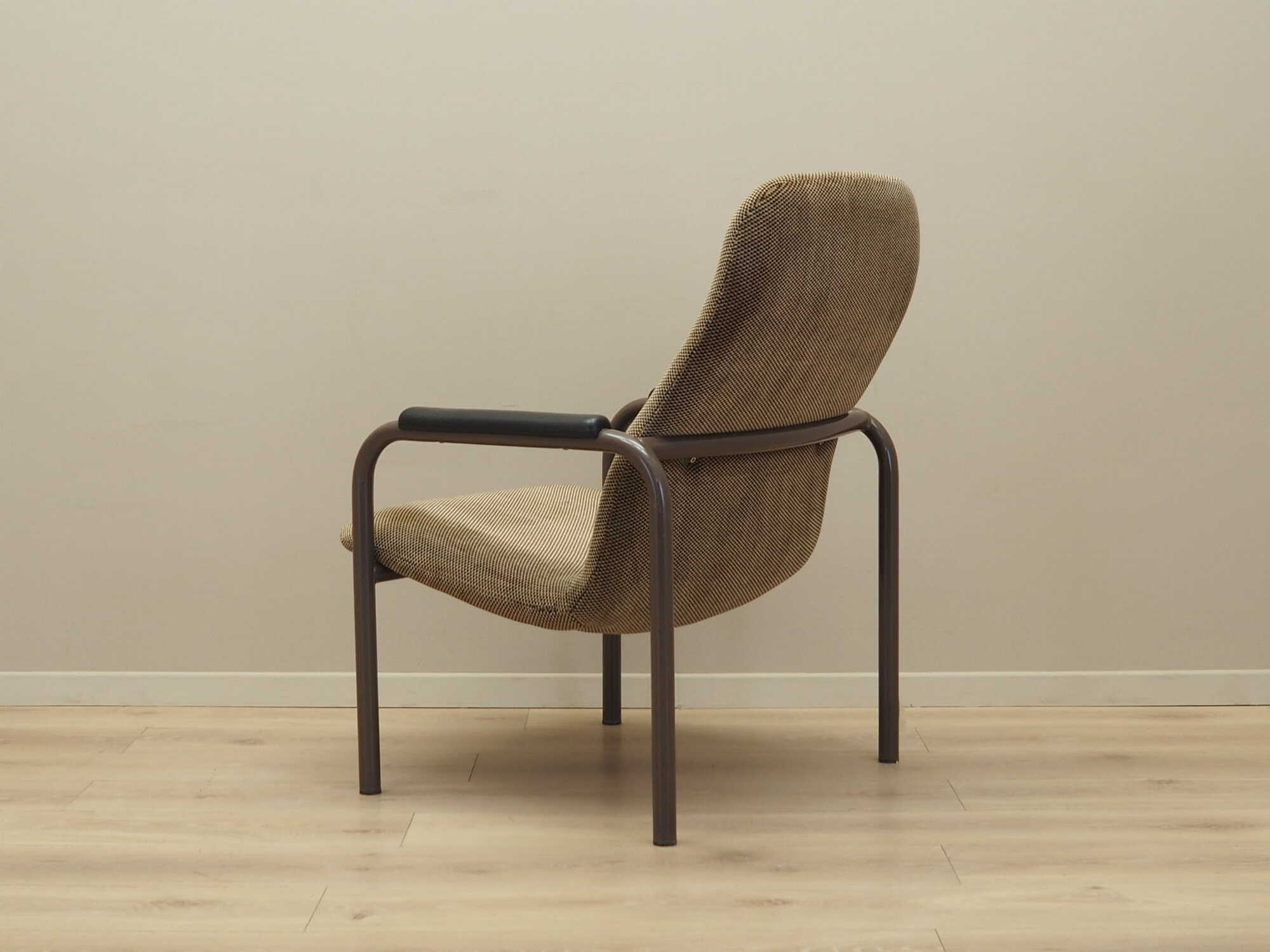 Vintage Sessel Textil Metall Braun 1960er Jahre 5