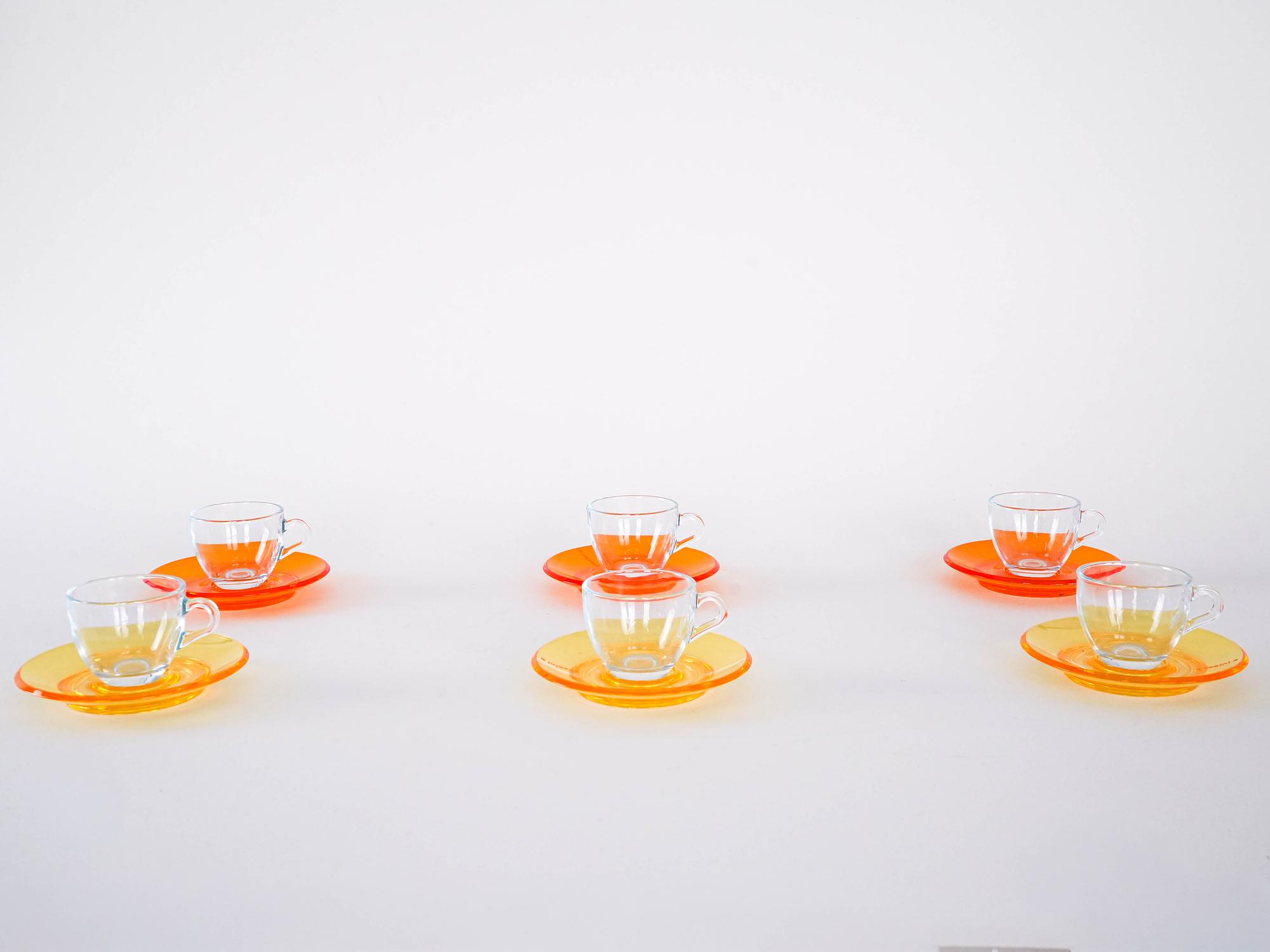 Glass Cup Set Multicolored 1970s 3