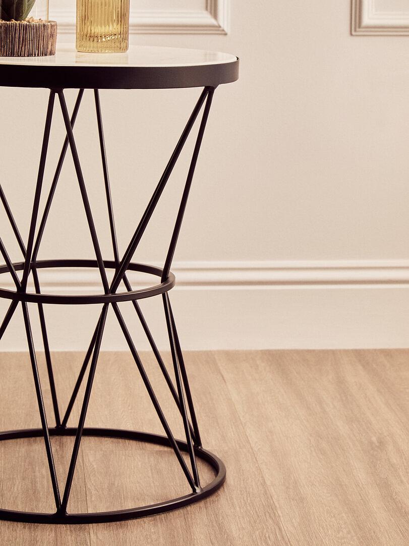 Shalimar Round Side Table Marble Metal 3