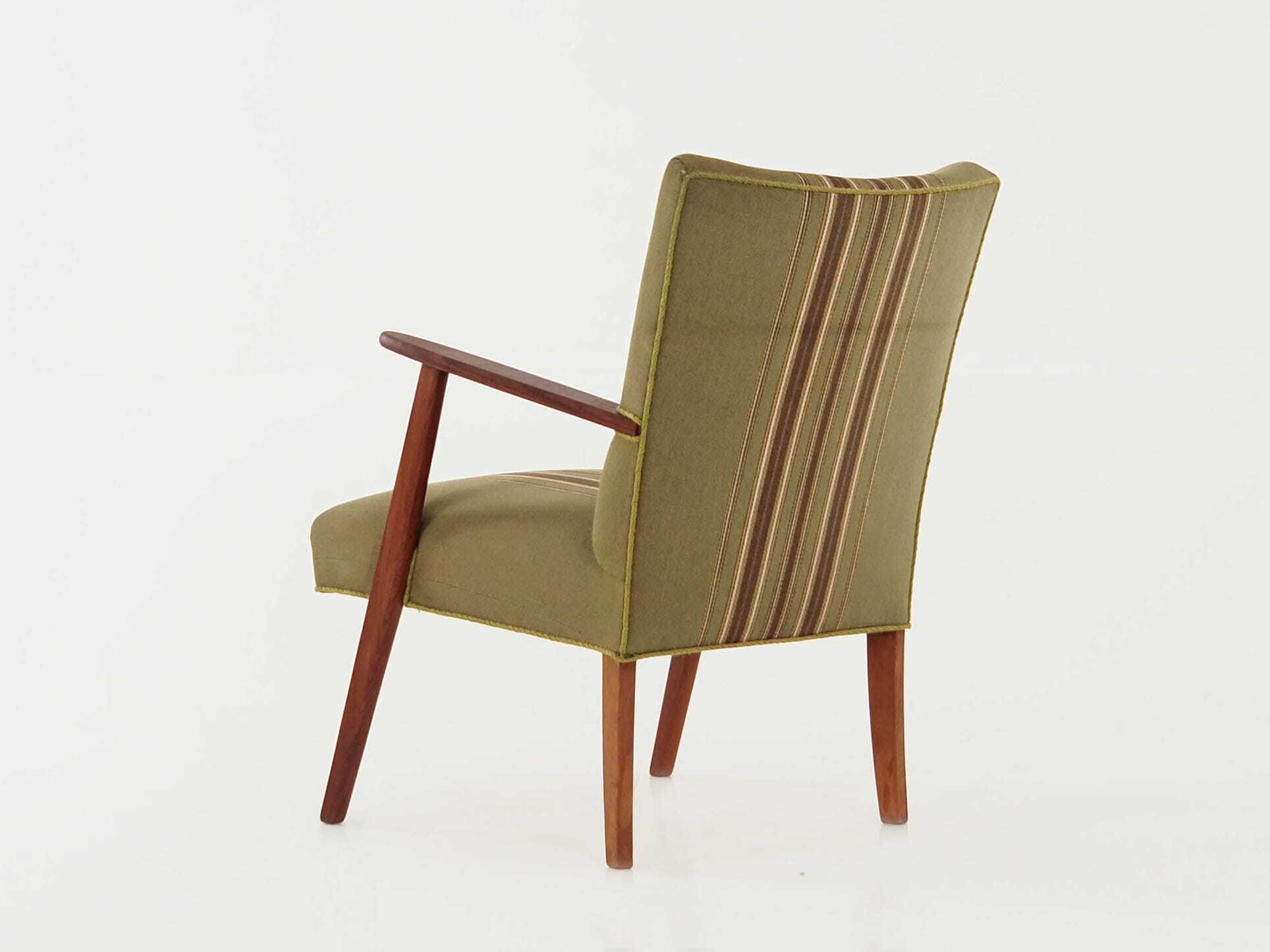 Vintage Stuhl Teakholz Textil Grün 1960er Jahre 4