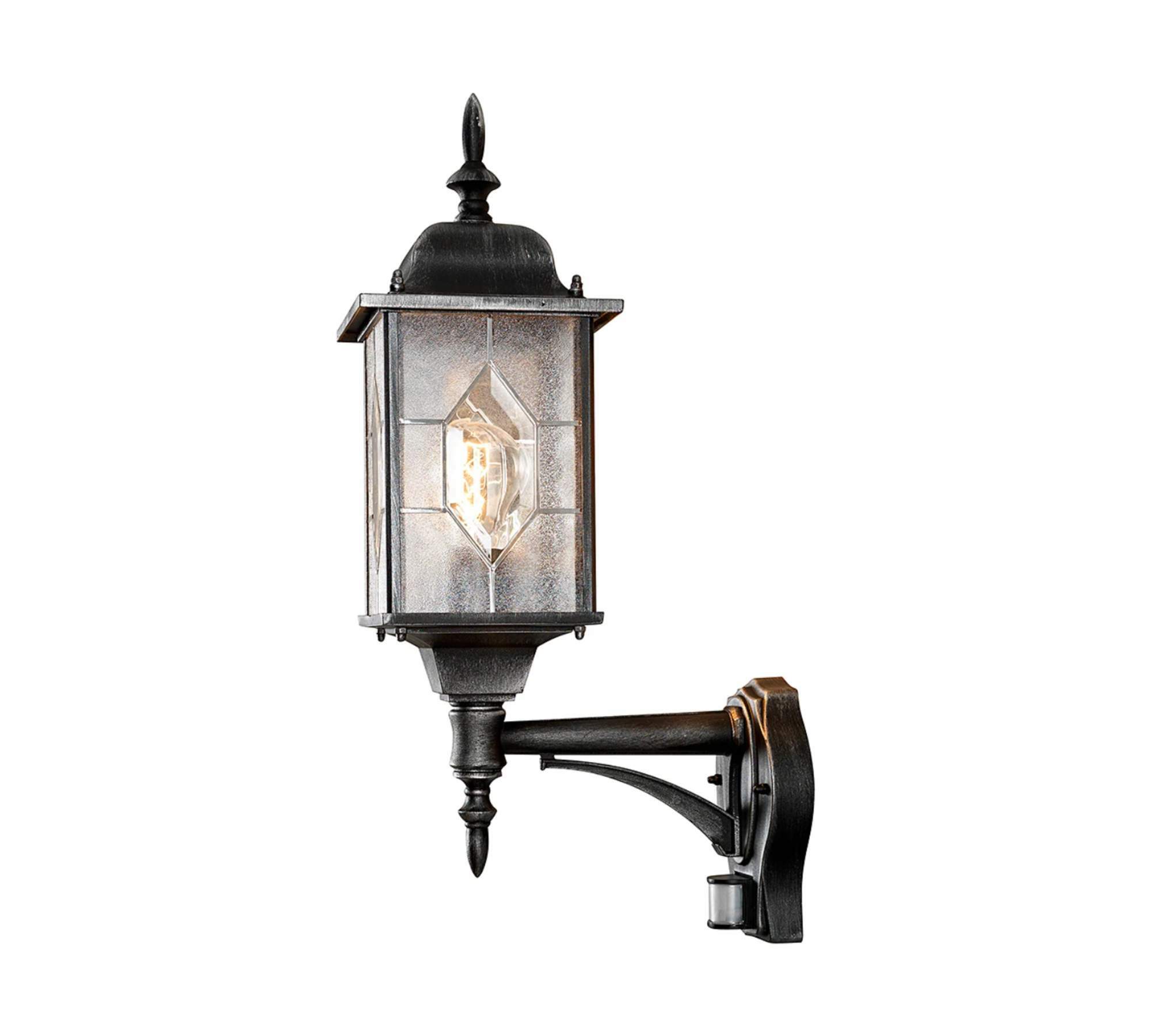 Wandleuchte mit Bewegungsmelder Alumnium Glas Schwarz 1