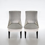 2 Esszimmerstühle aus Holz mit Silbergrauer Samtpolsterung 0