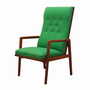 Armchair Teak wood Textile Green 1970s 0