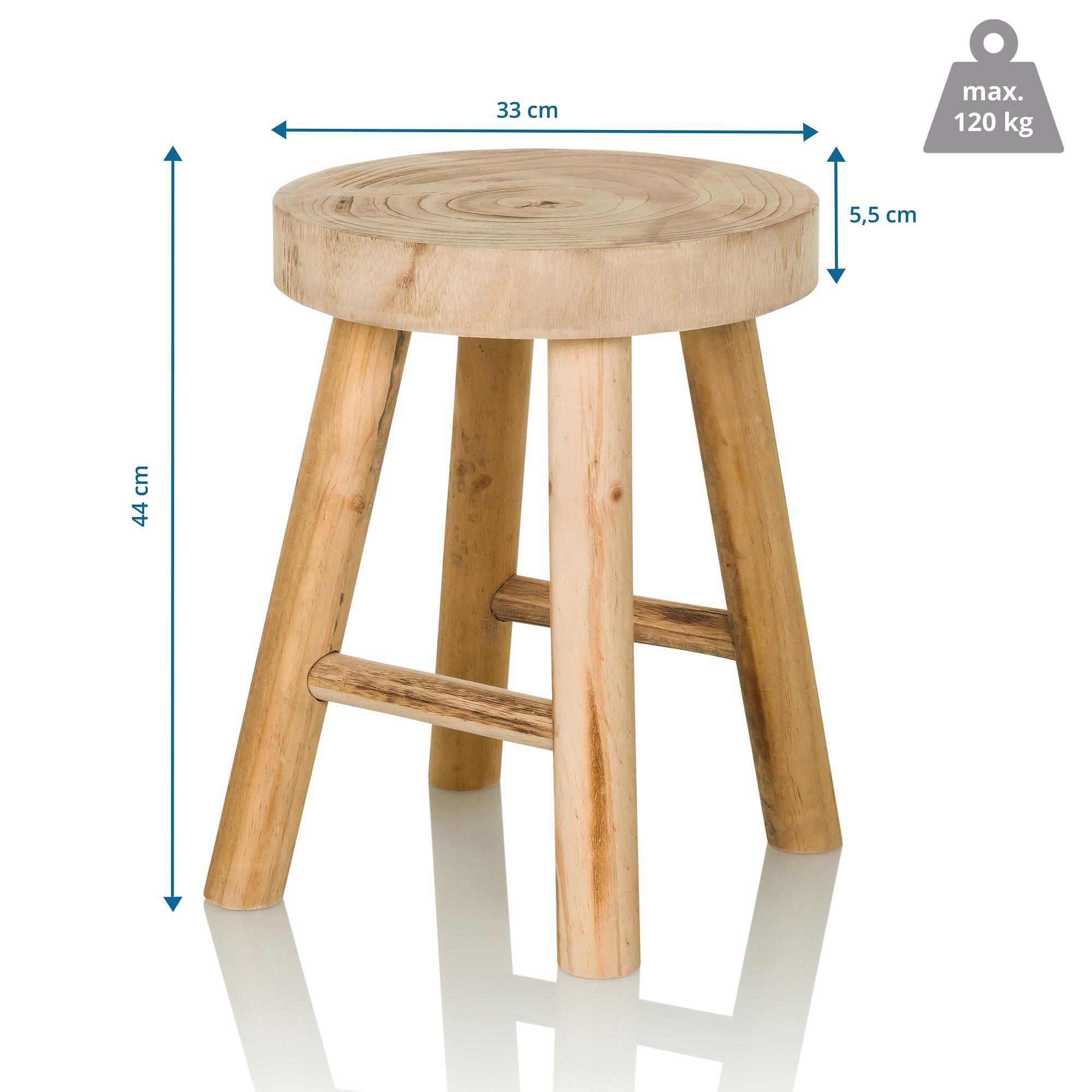 Holzhocker / Sitzhocker RUSTIKO W Paulownia-Holz hjh Wohnen

(Translation: Wooden stool / Seat stool RUSTIKO W Paulownia wood hjh Living) 4