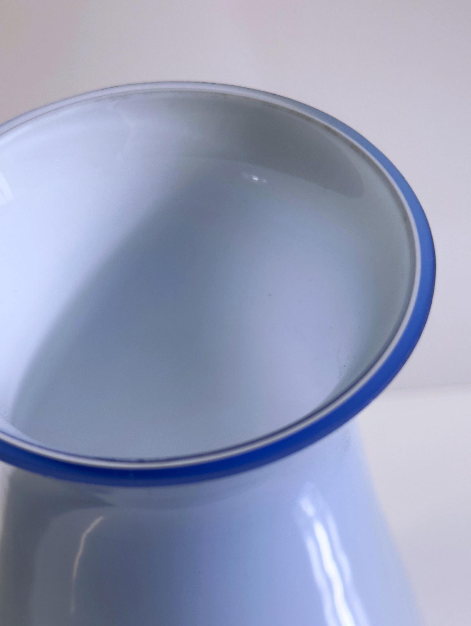 Vintage Vase Milchglas Opalina Filigrana Blau 1970er Jahre 2