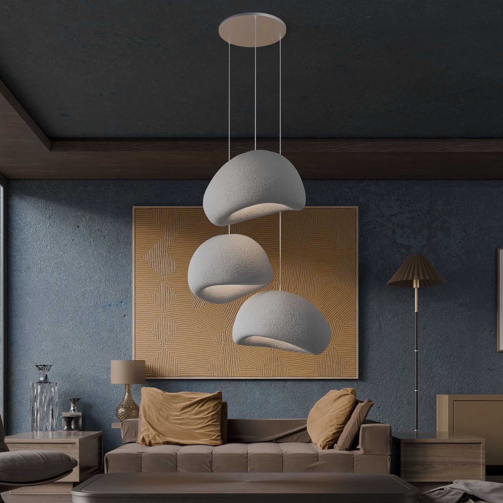 3-Flammig Wabi Sabi Nami Pendelleuchte Beton Grau 0