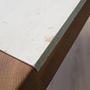 Vintage side table oak wood stone brown 1970s 11