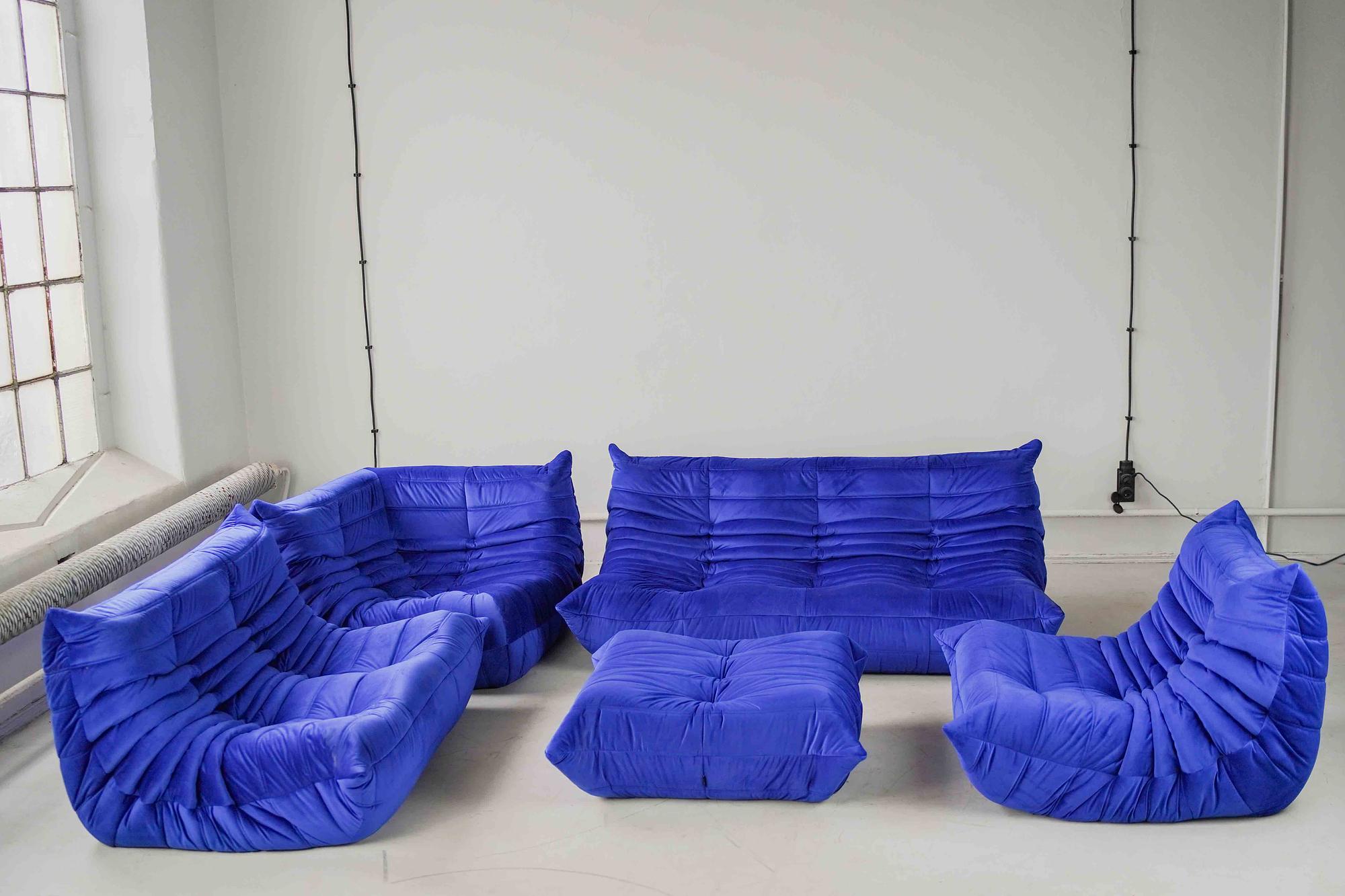 Togo Lounge Set 5-pc. Velvet Cobalt Blue 0
