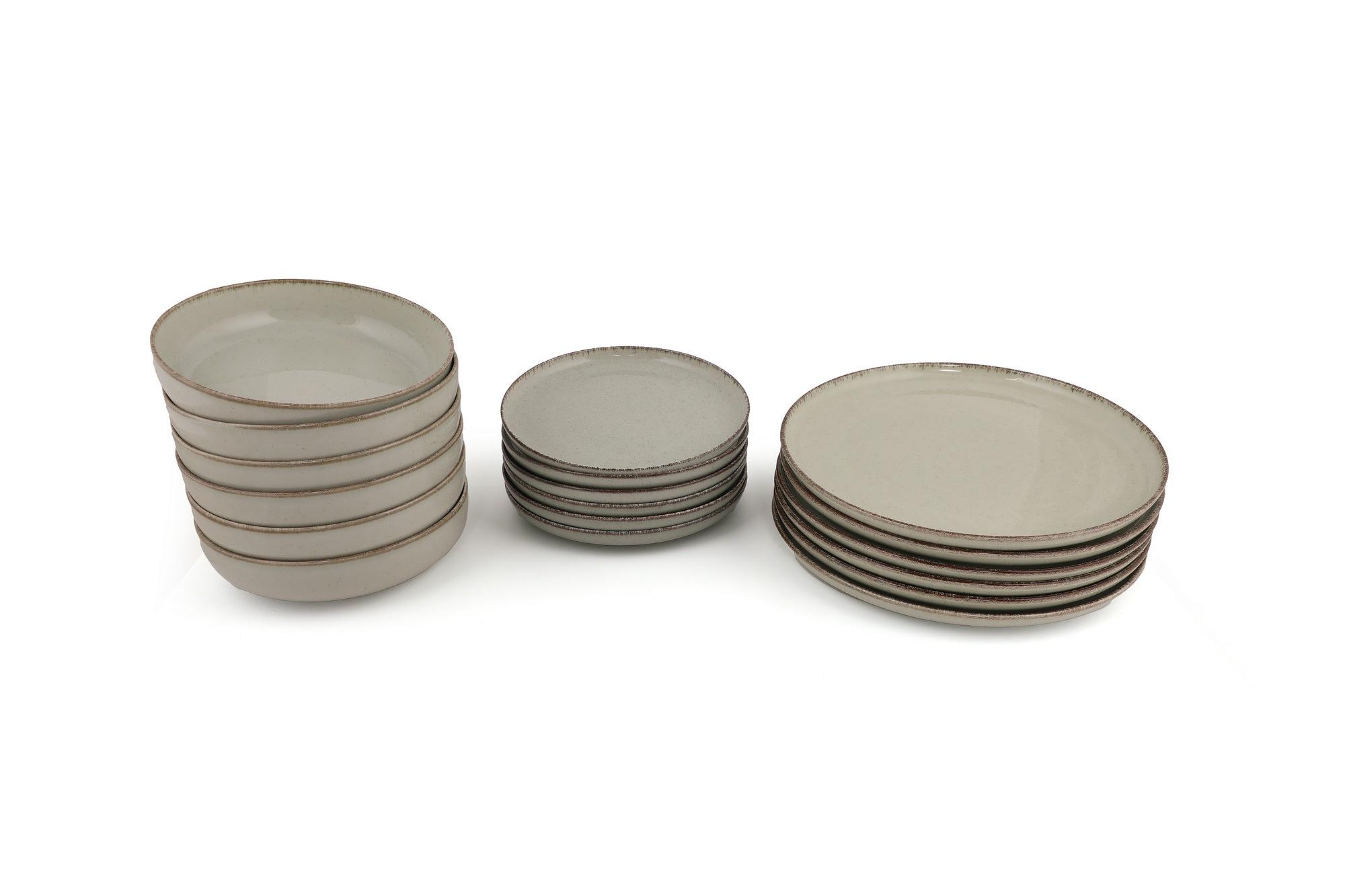 Teller-Set 18-teilig Porzellan Grün 7