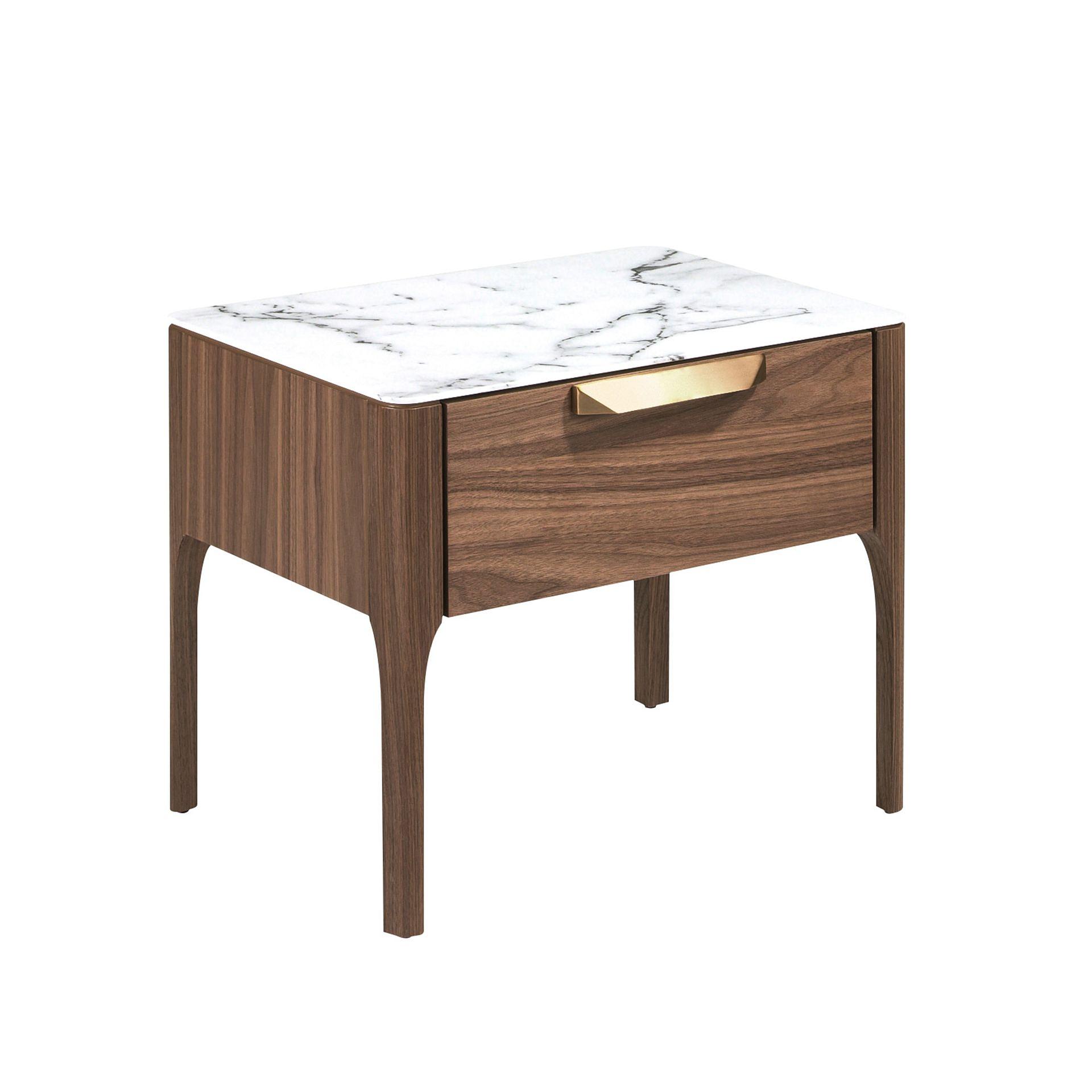 Side table in marble look Walnut veneer 0
