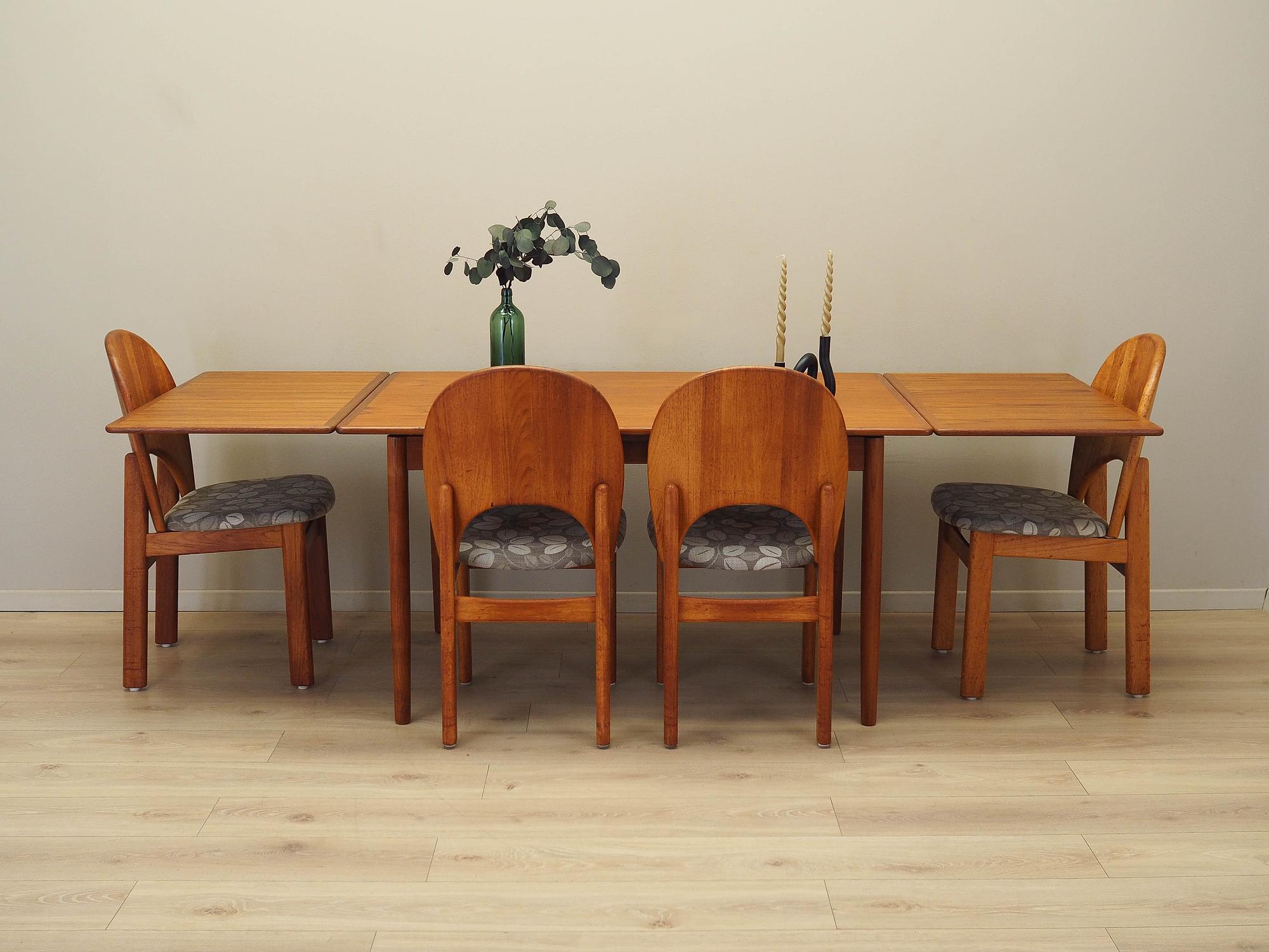 Teak wood chairs set of 4 Light brown 1960s 3