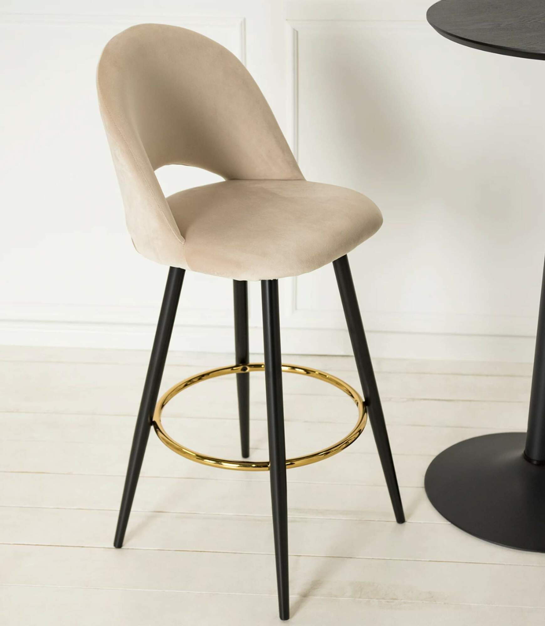 Bar stool Velvet Metal Cream 0