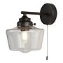 School House Wall Lamp Opal Glass Steel Single-Flame 0