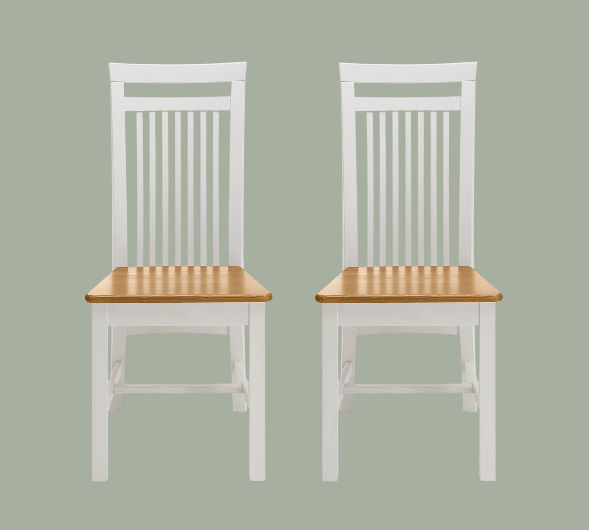 2x Esszimmerstuhl mit Landhaus-Touch Weiß/Holz 0