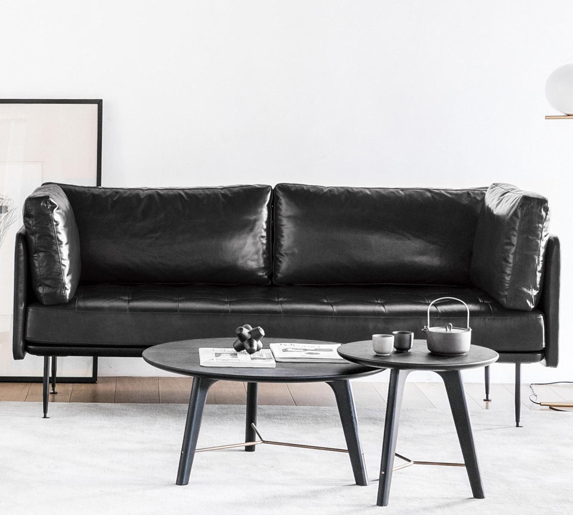 UTILITY 3-Sitzer Sofa Leder Schwarz 0
