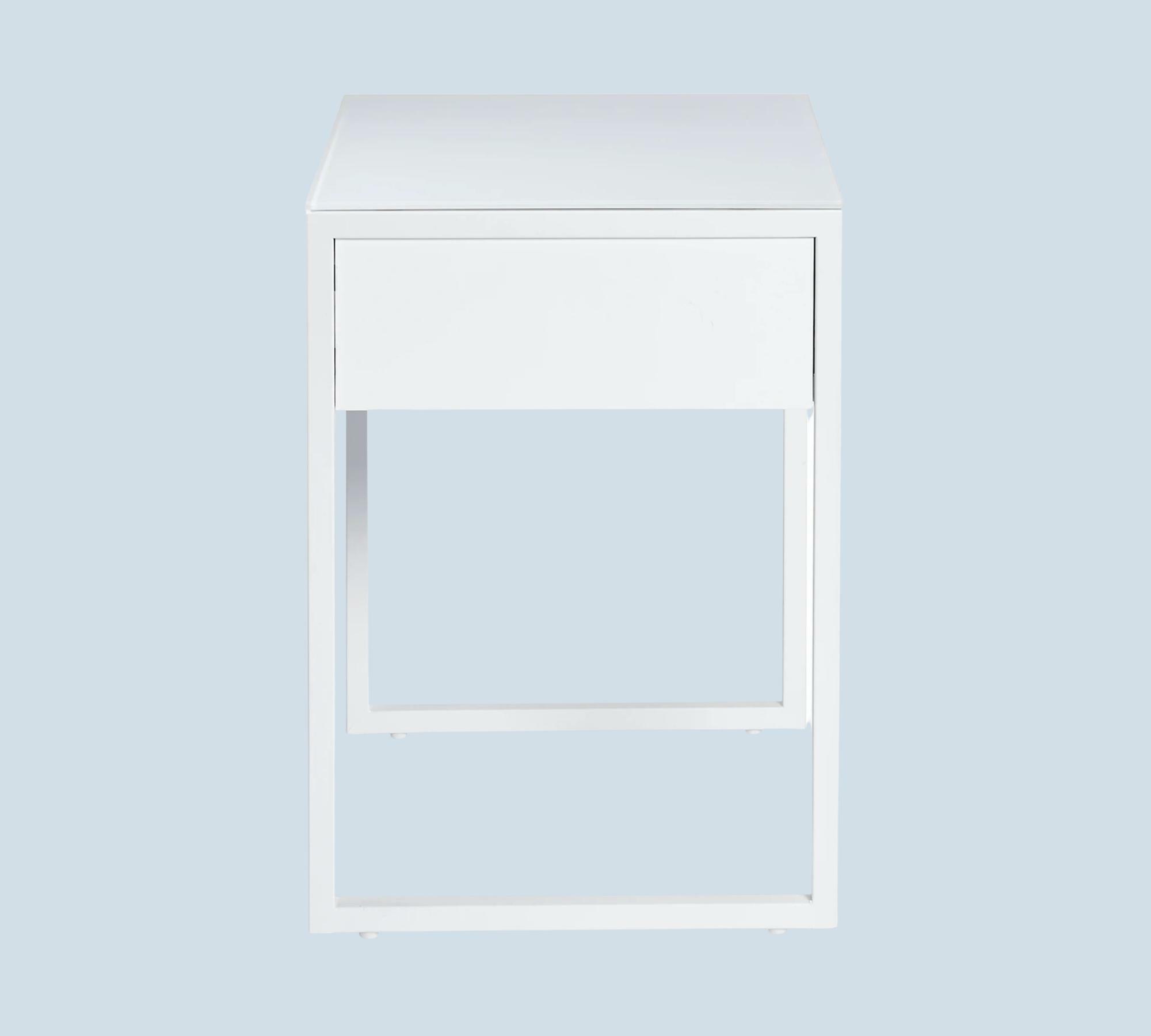 Minimalistischer Beistelltisch Glas Metall Weiß 2