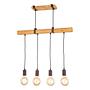 4-flame pendant light Linn II partly solid wood ash iron 1