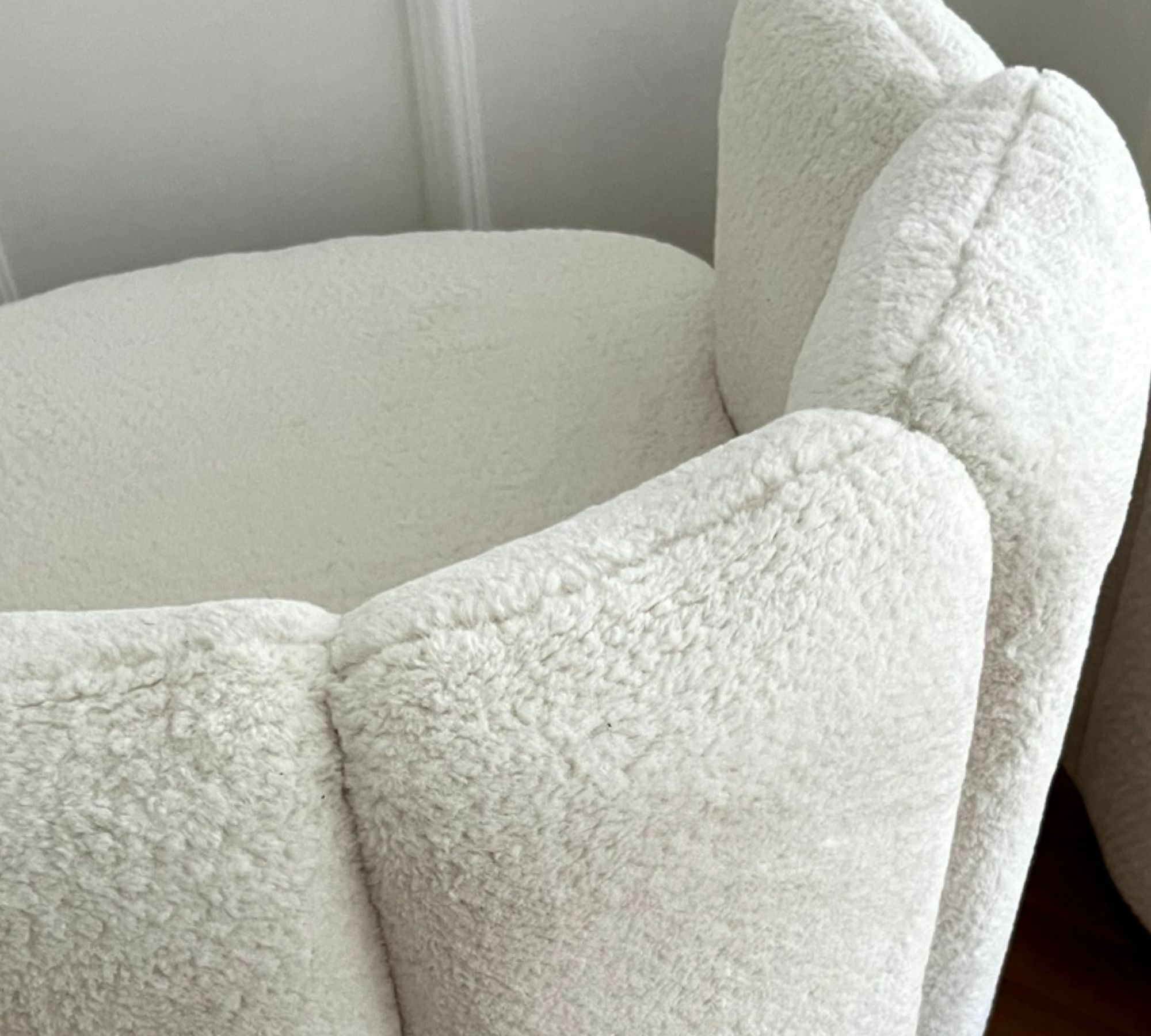 2x Armchair Fabric Metal Cream 3