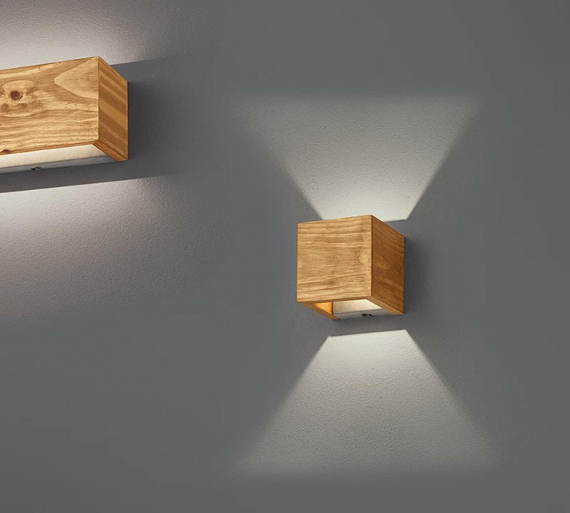 1-light LED wall lamp pine partially solid 1