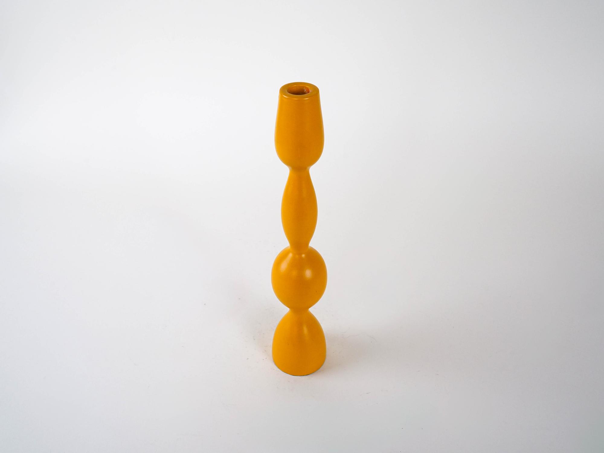 Candlestick 1970s Mustard Yellow 3