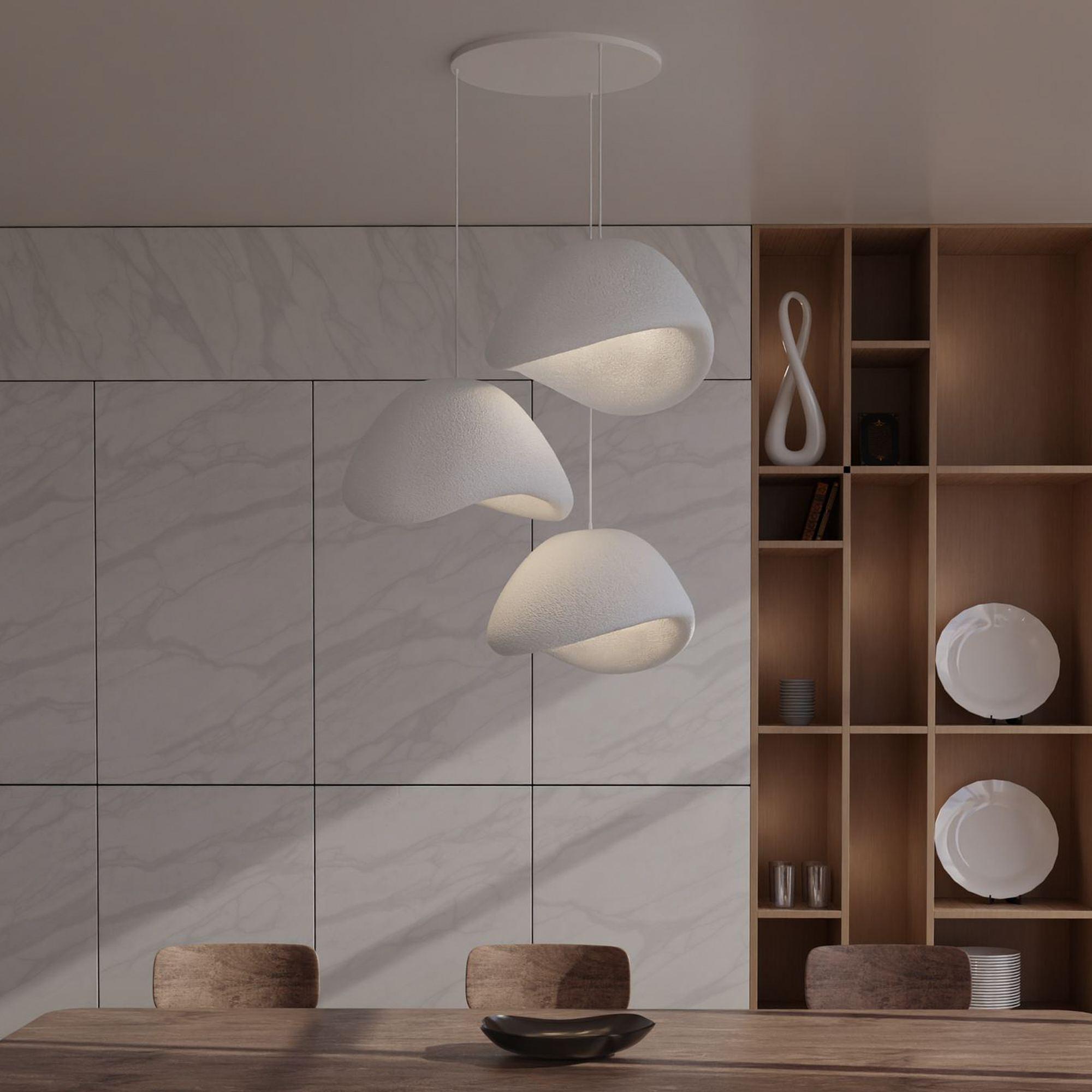 3-Flammig Wabi Sabi Stonefades Pendelleuchte Weiß 2