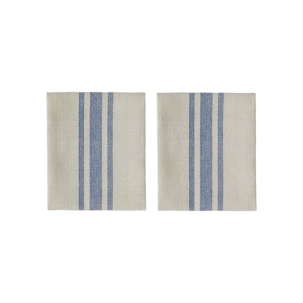 2x Linu Serviette Bio-Baumwolle Blau Weiß 0