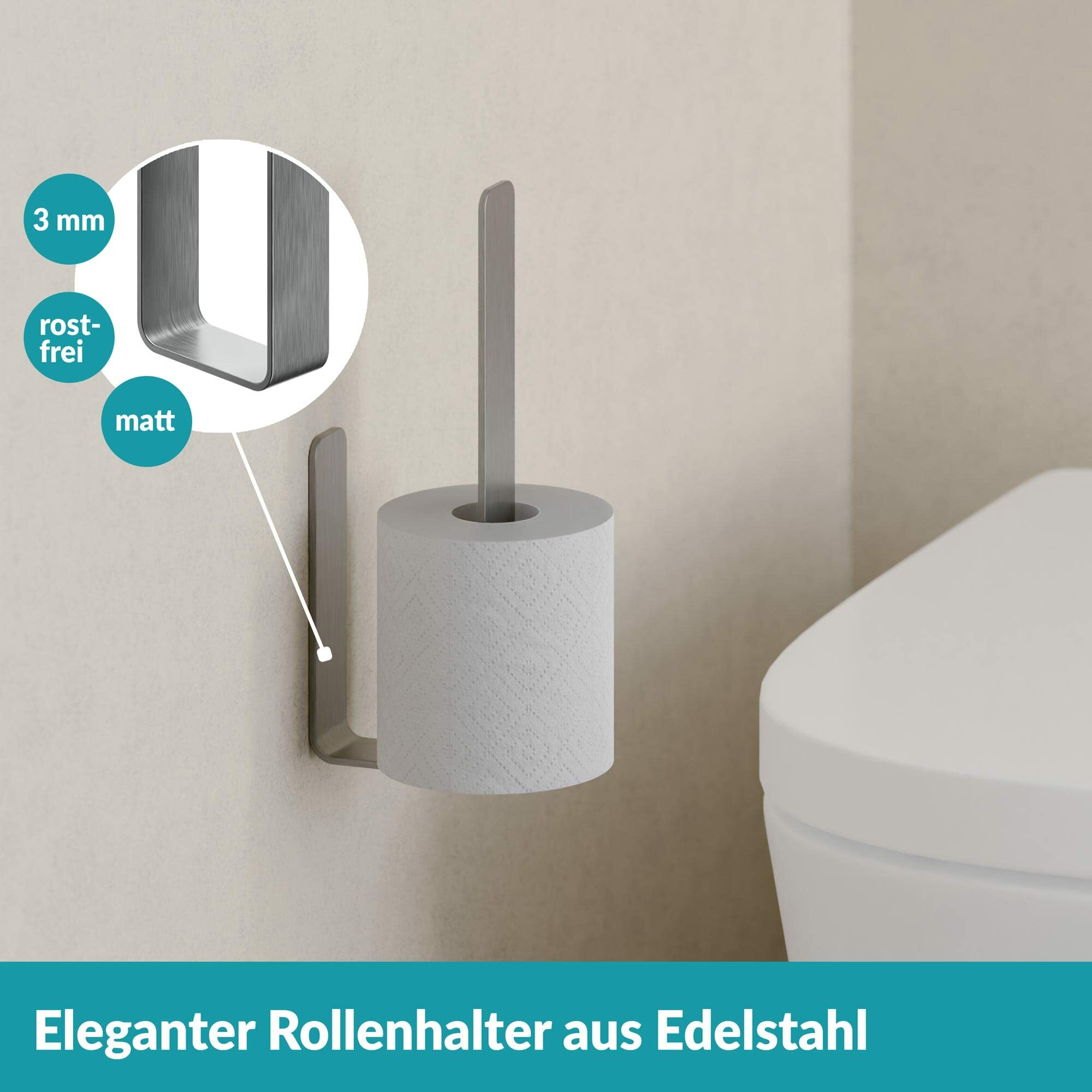WC-Ersatzrollenhalter Edelstahl Gebürstet Silber 1