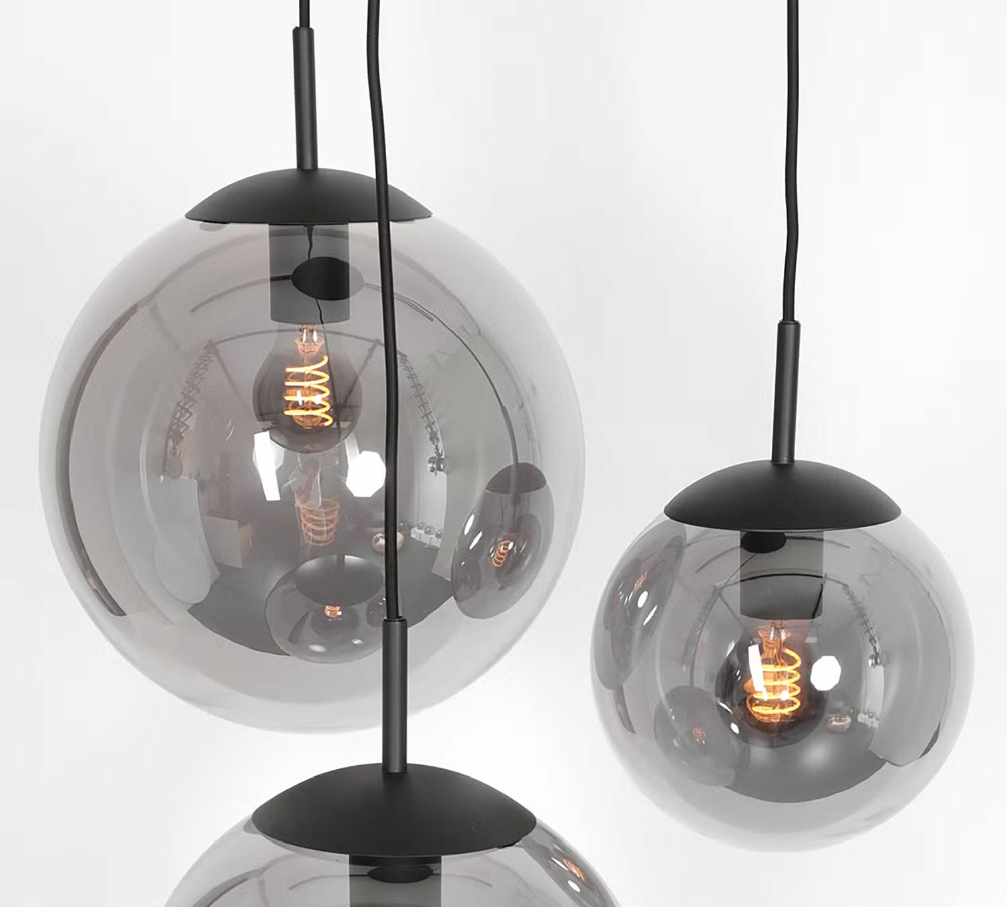 Bollique Pendelleuchte 3-flammig Eisen Glas Schwarz 4