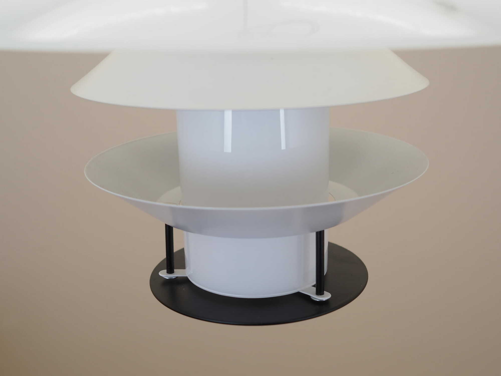 Vintage Pendelleuchte Glas Metall Weiß 1990er Jahre 6