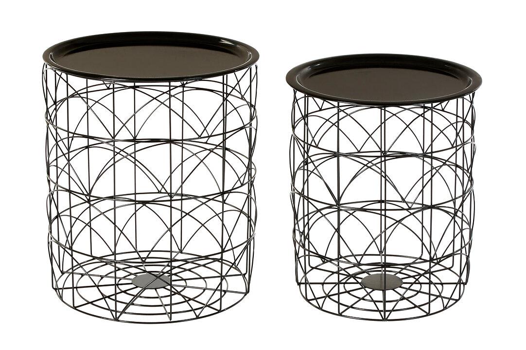 2x Hege Set Drahtkorbtischen Schwarz 1