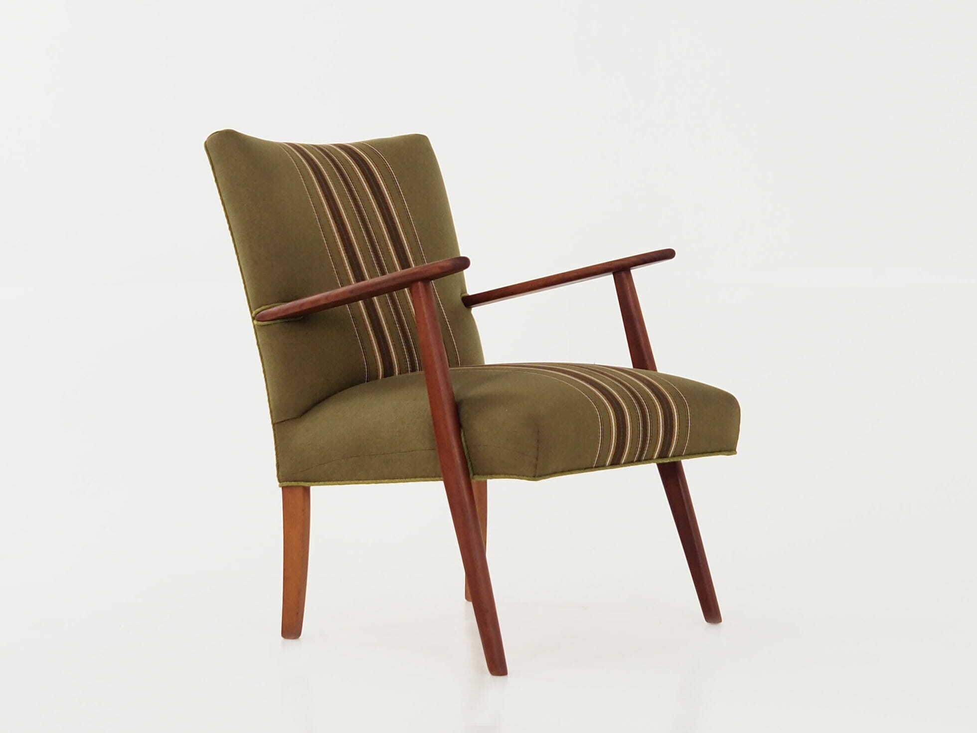 Vintage Stuhl Teakholz Textil Grün 1960er Jahre 8