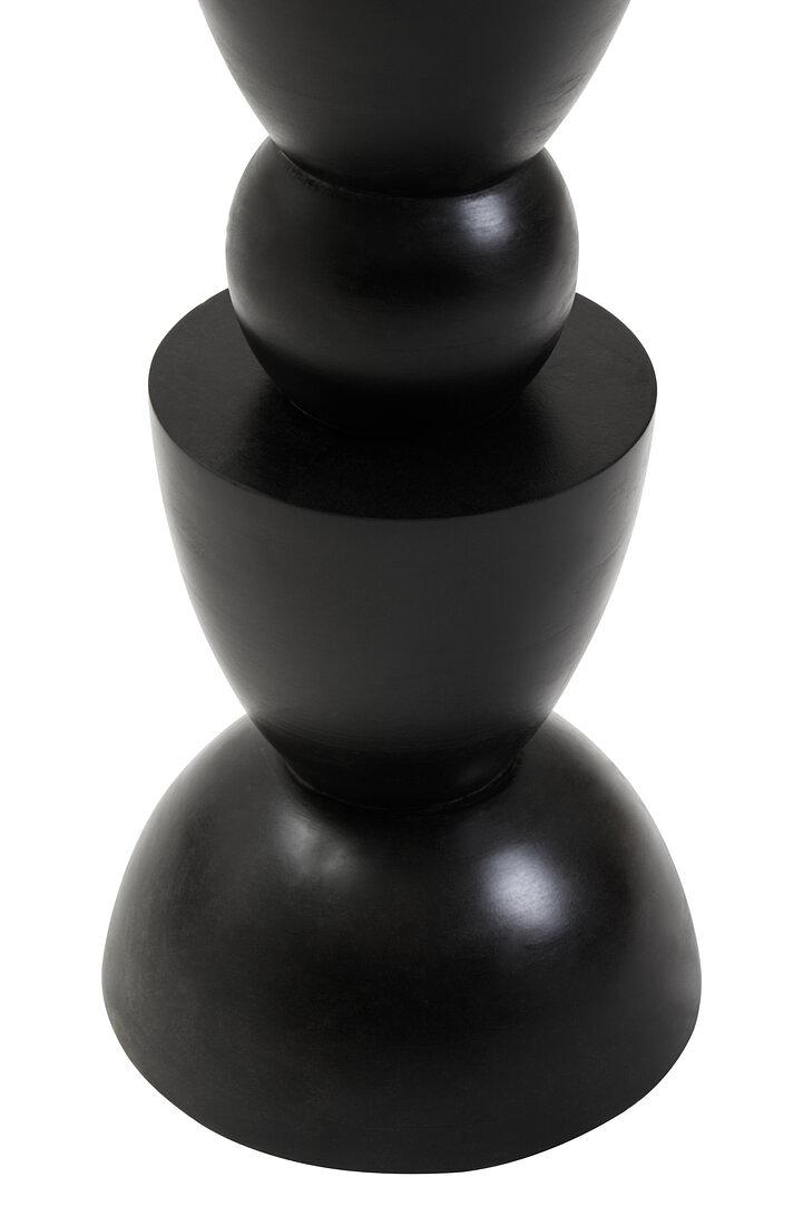 Walsa Mango Holz Kreis Säulen-Detail Beistelltisch Schwarz 7