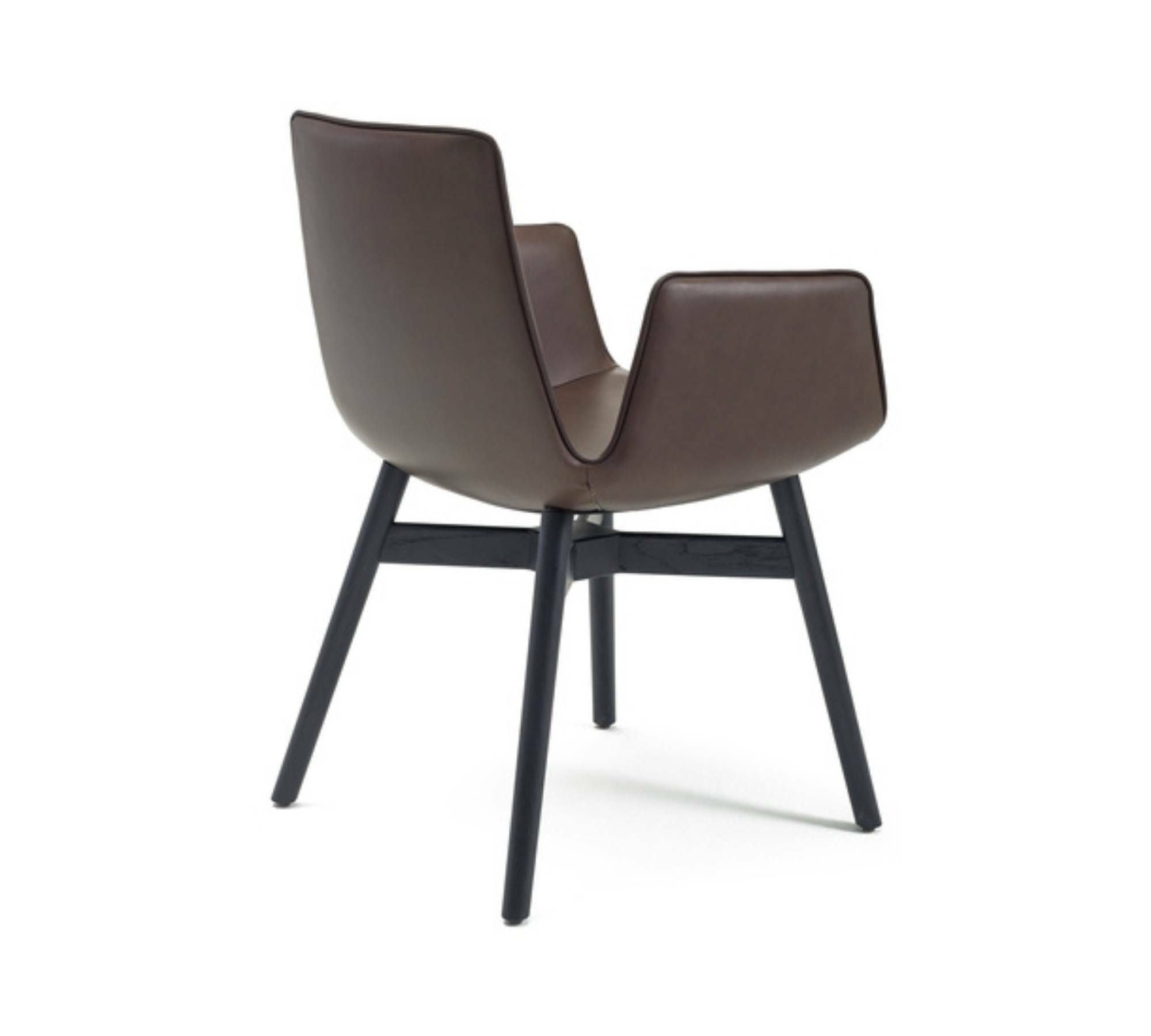 Amelie Stuhl Leder Holz Braun Schwarz 2