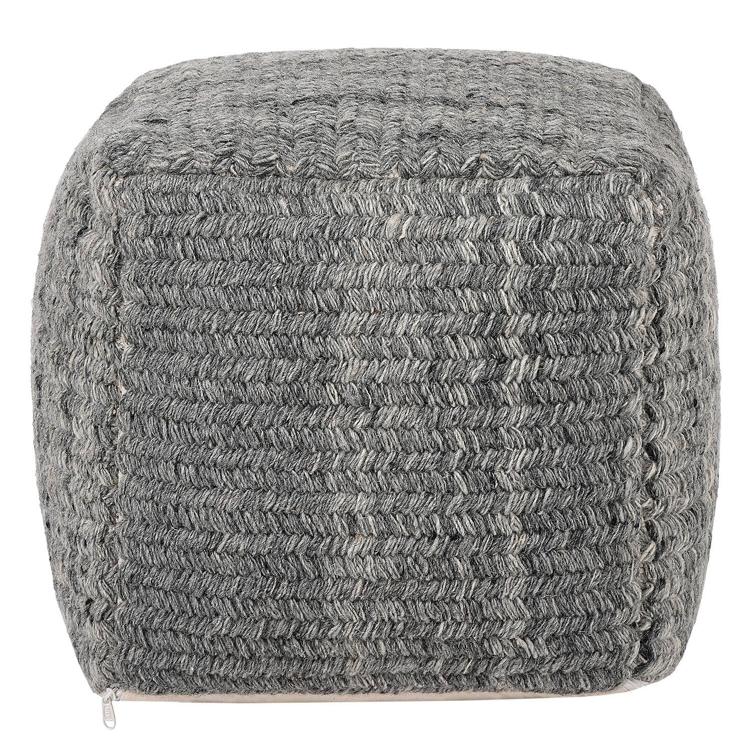 Pouf Sonia Wolle Baumwolle Grau 0
