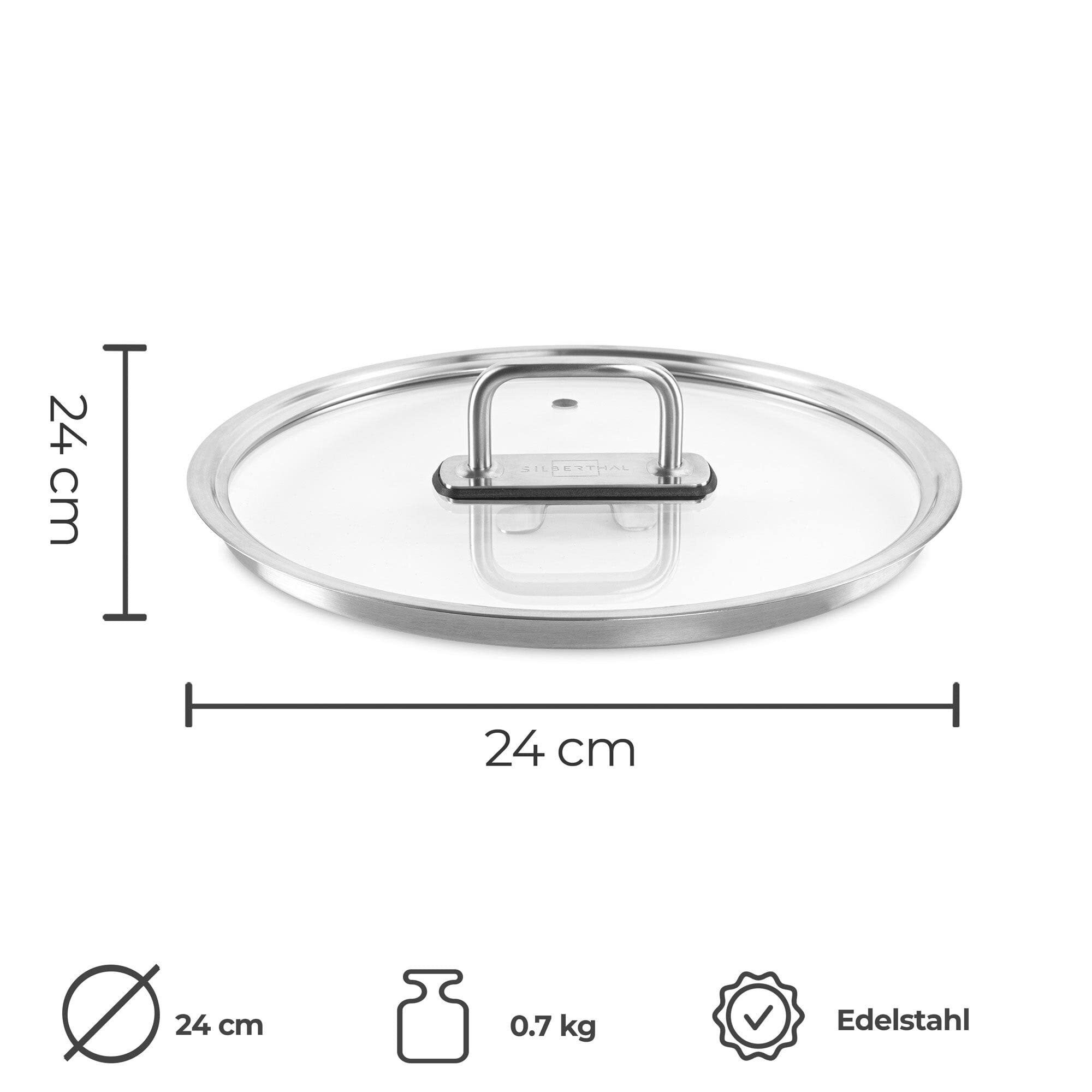 Topfdeckel mit Dampfloch Edelstahl Glas 24 cm 5