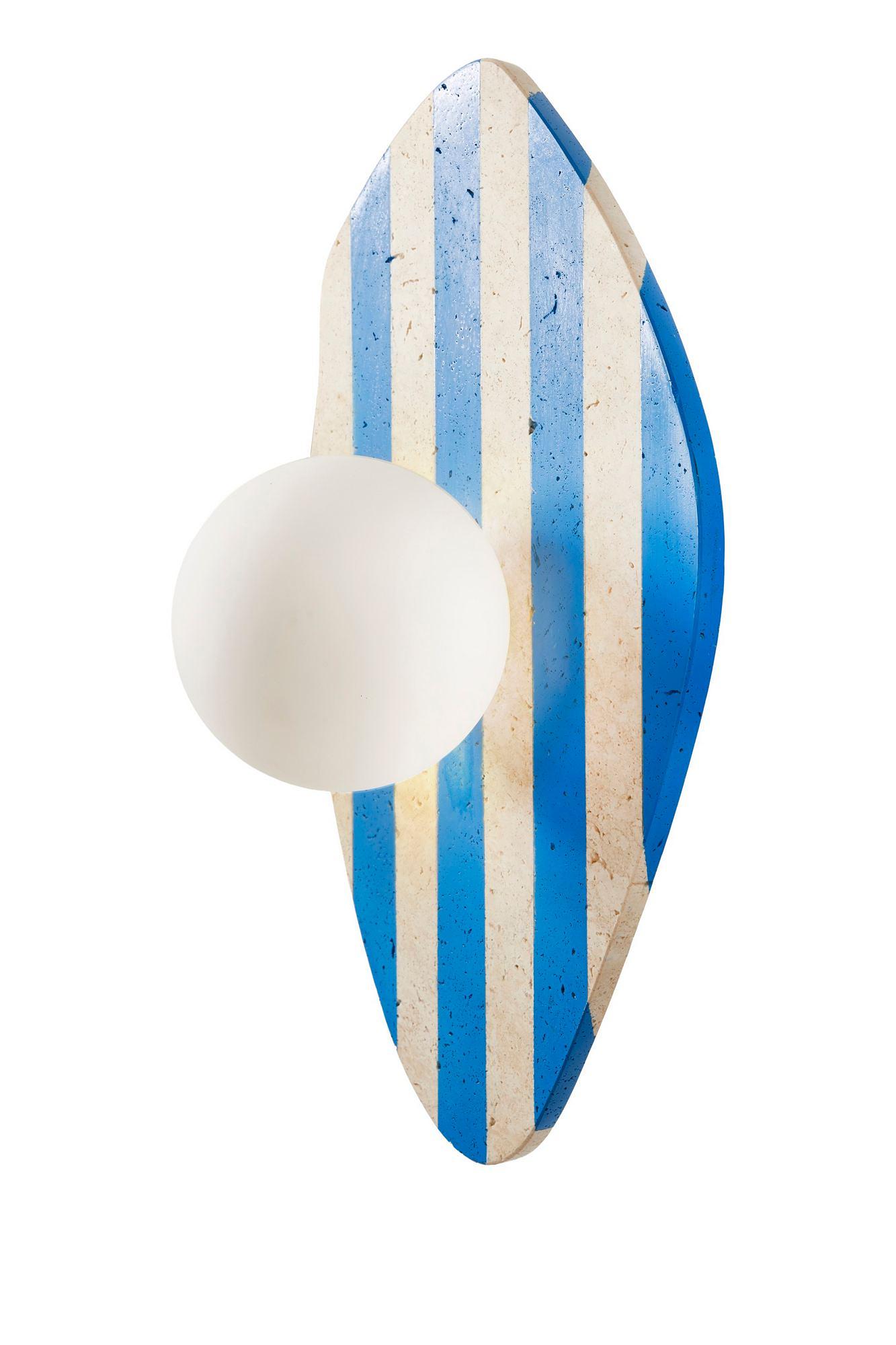 Simple Wandleuchte Travertin Blau 4