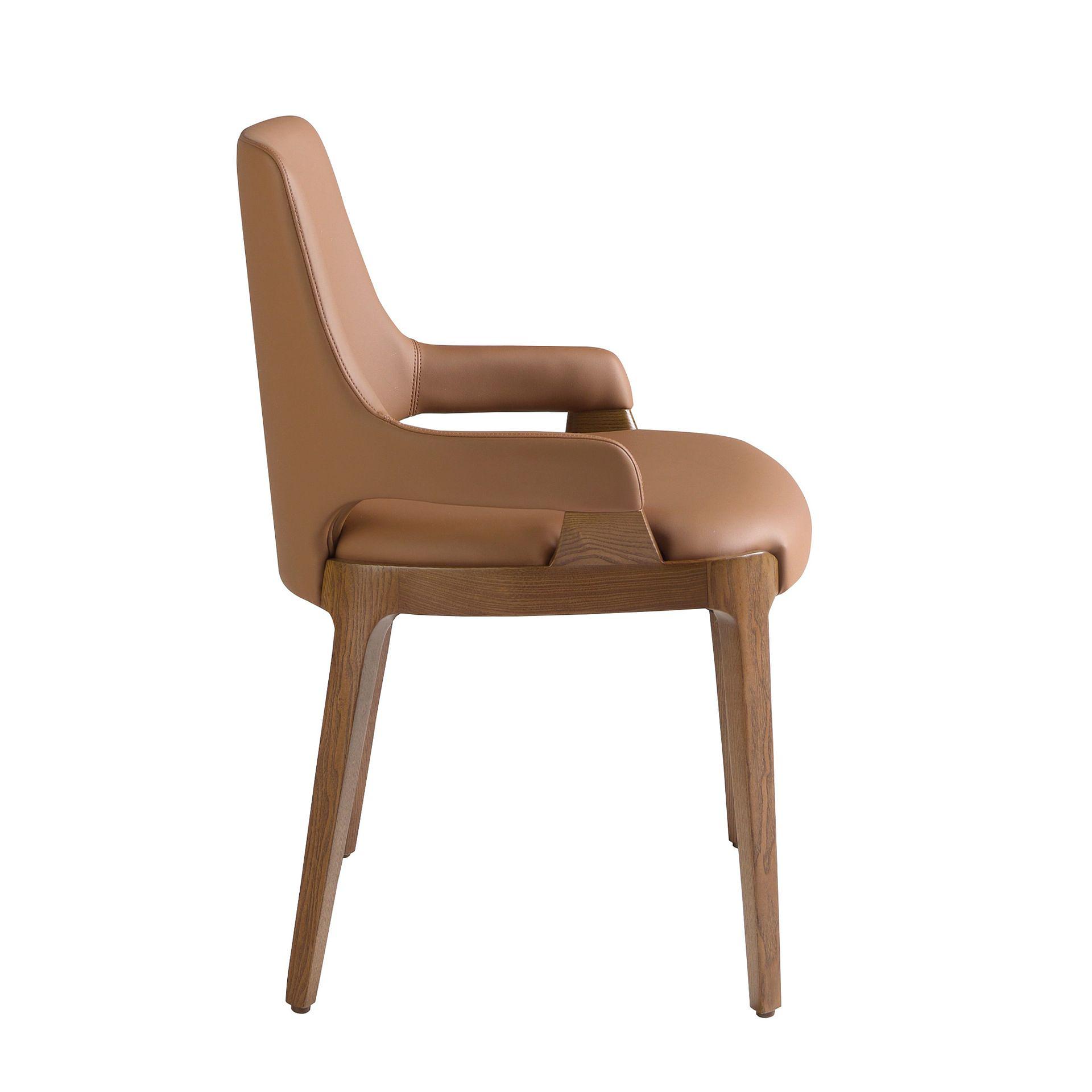 Dining chair faux leather brown 7