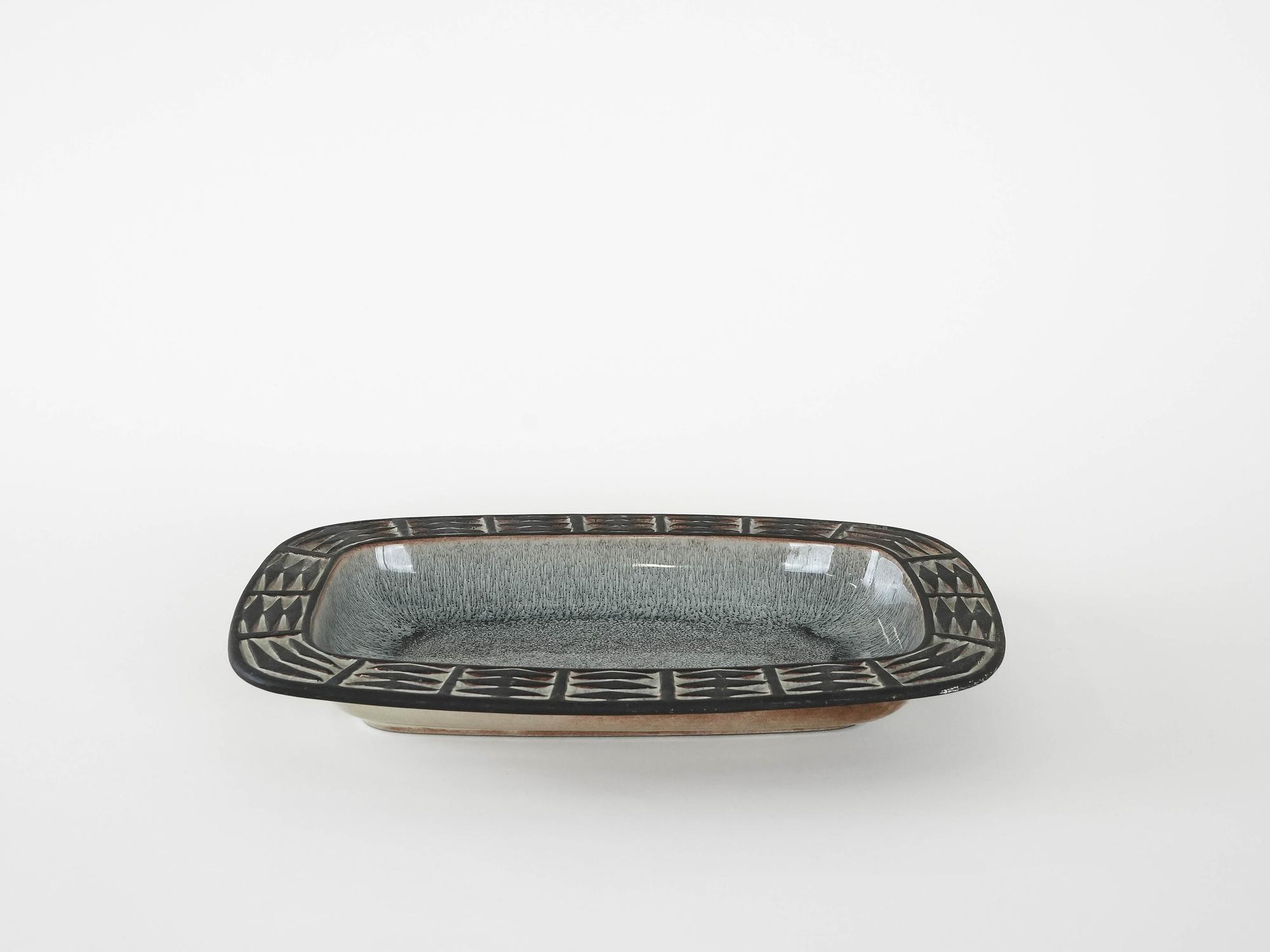 Ceramic plate Brown 1960s 3