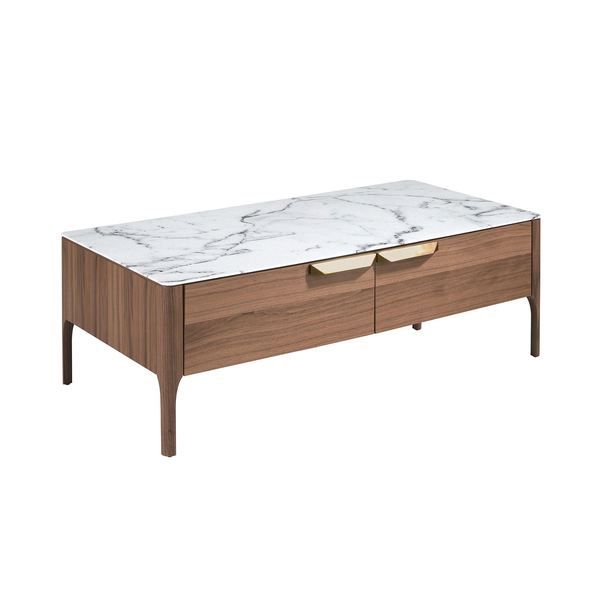 Rectangular coffee table Walnut wood Marble look 0